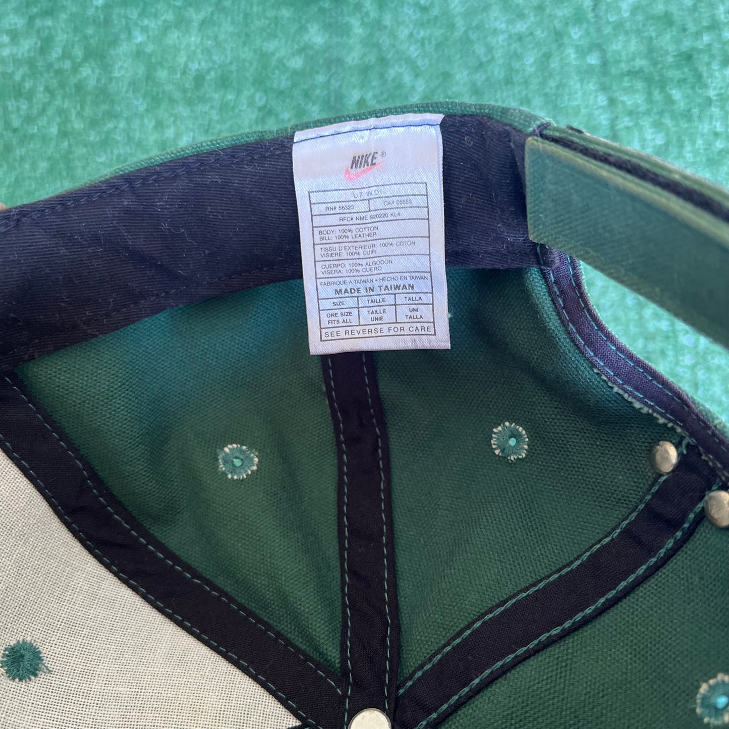 90s Nike Golf Dark Green Canvas Leather Strapback Hat