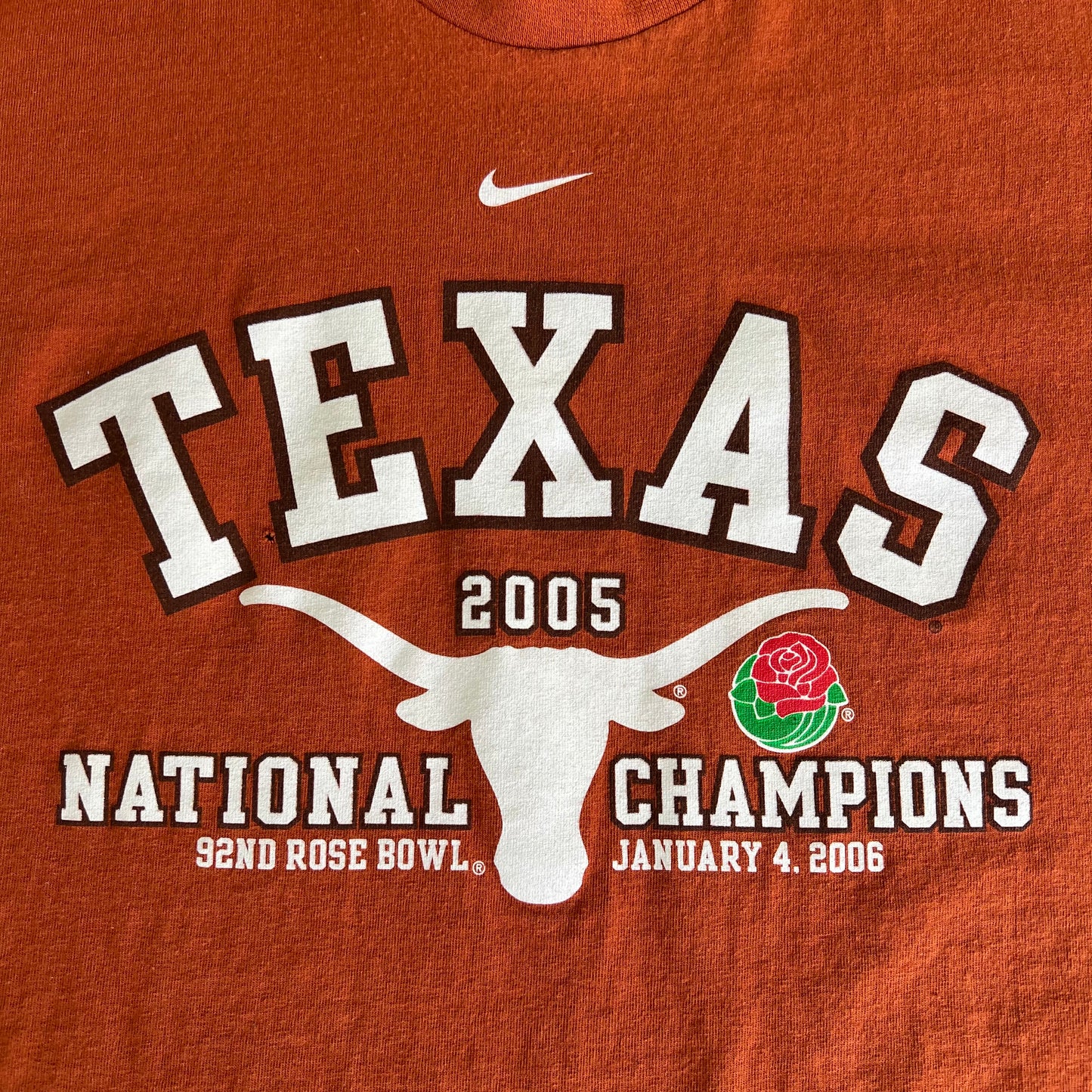 2005 Nike Center Swoosh Texas Longhorns National Champions Orange T-Shirt - 2XL