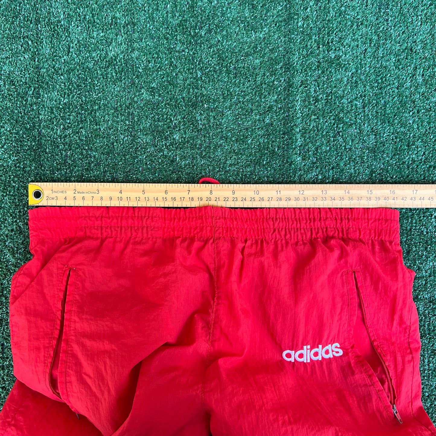 Vintage 90s Men's Adidas Tapered Leg Logo Red White Track Pants Small 32x31"