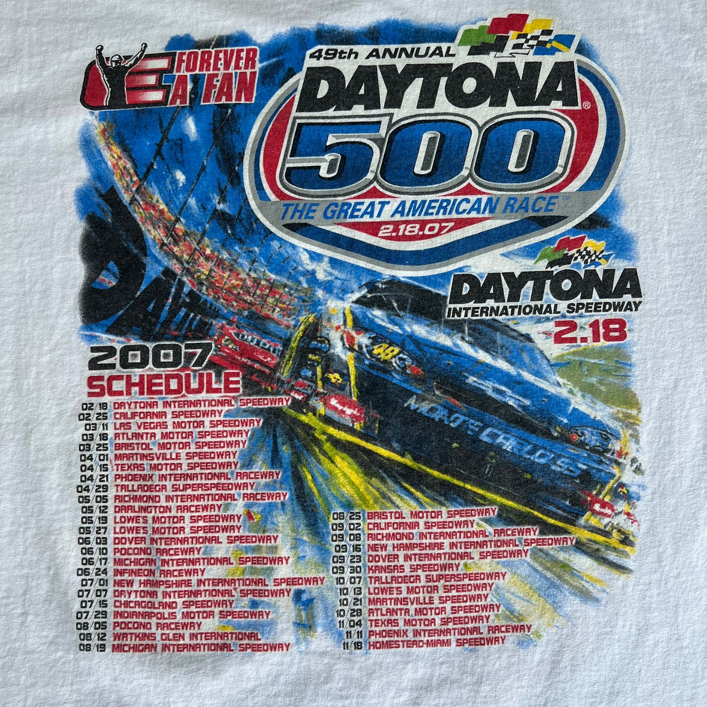 2007 Nascar Daytona 500 Dale Earnhardt White Double Sided T-Shirt - XL