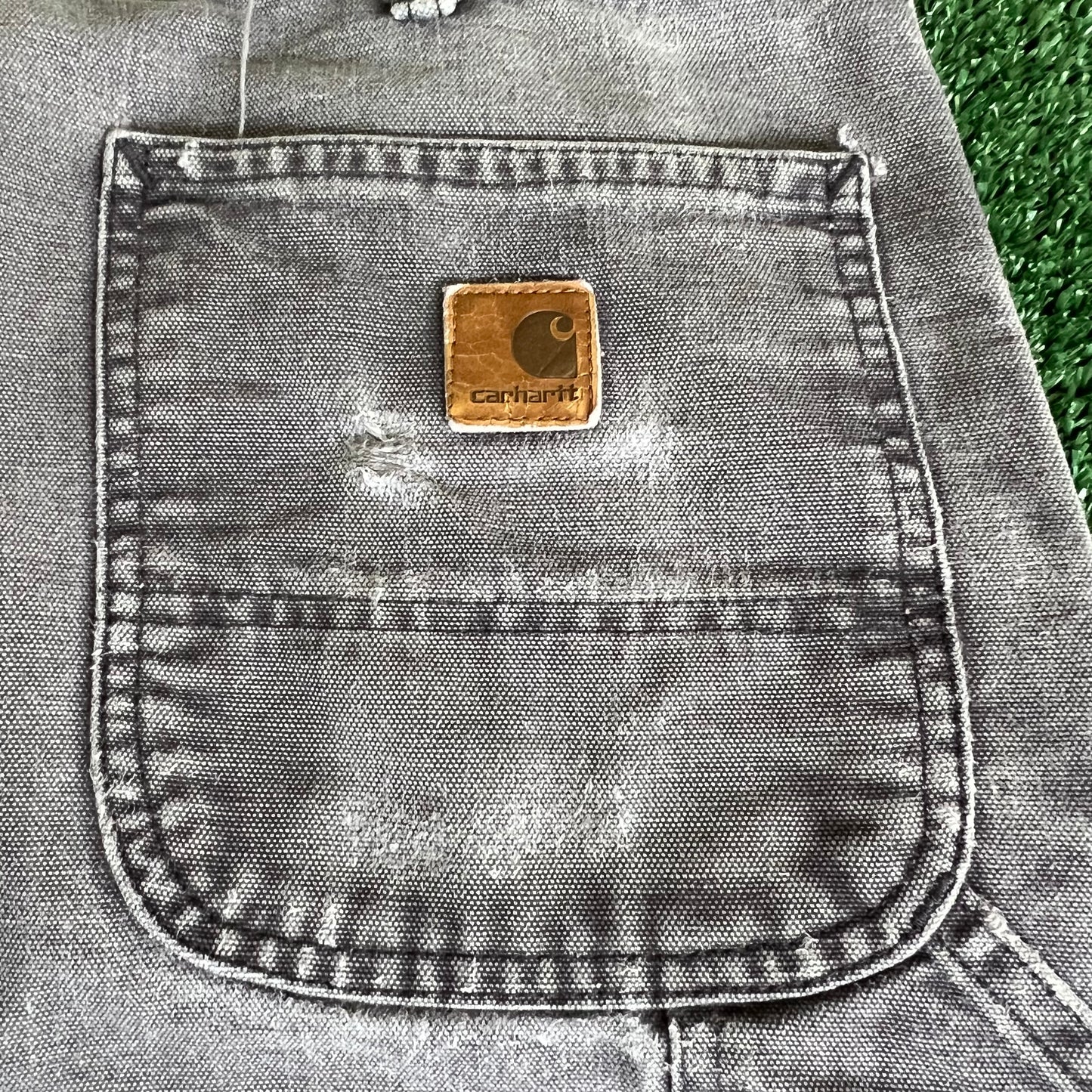 Y2K Carhartt B11 PTB Faded Gray Baggy Carpenter Canvas Pants - 33x29 18" Openings