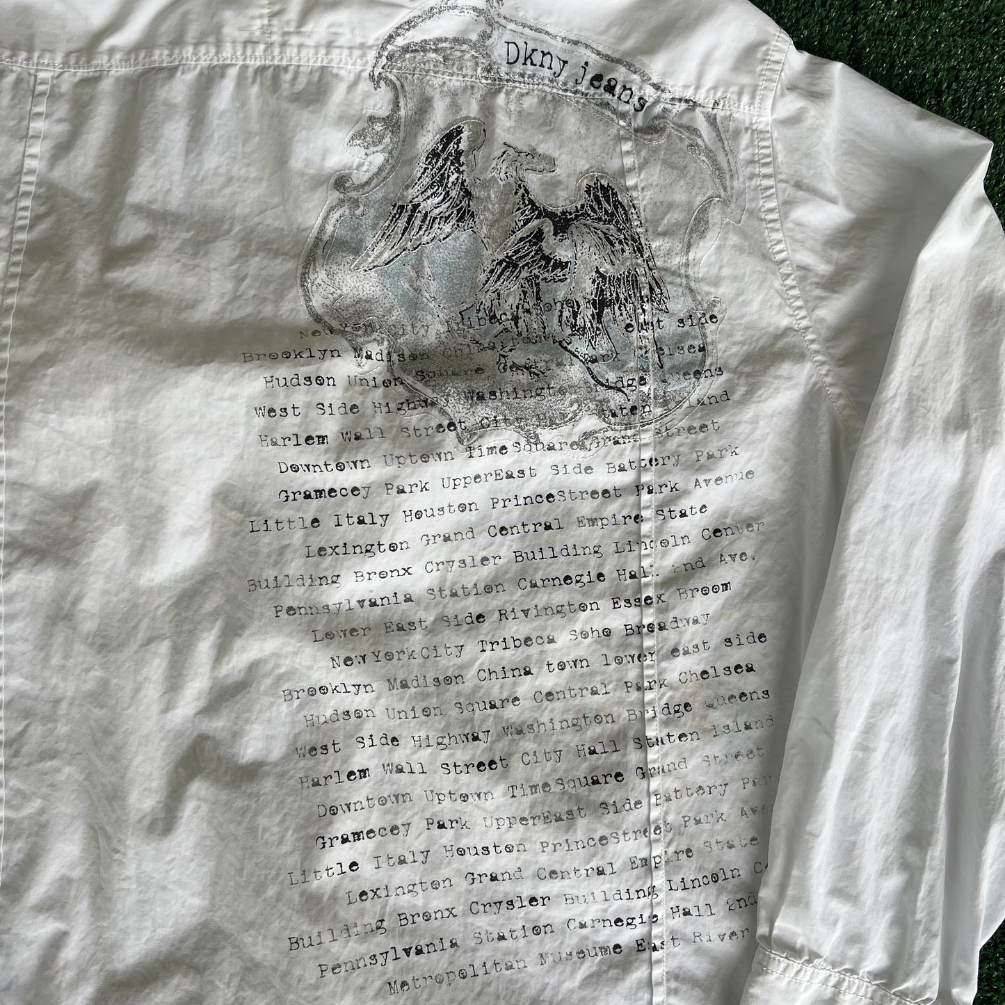 Y2K DKNY Jeans White Tribal Button Up Shirt - Large