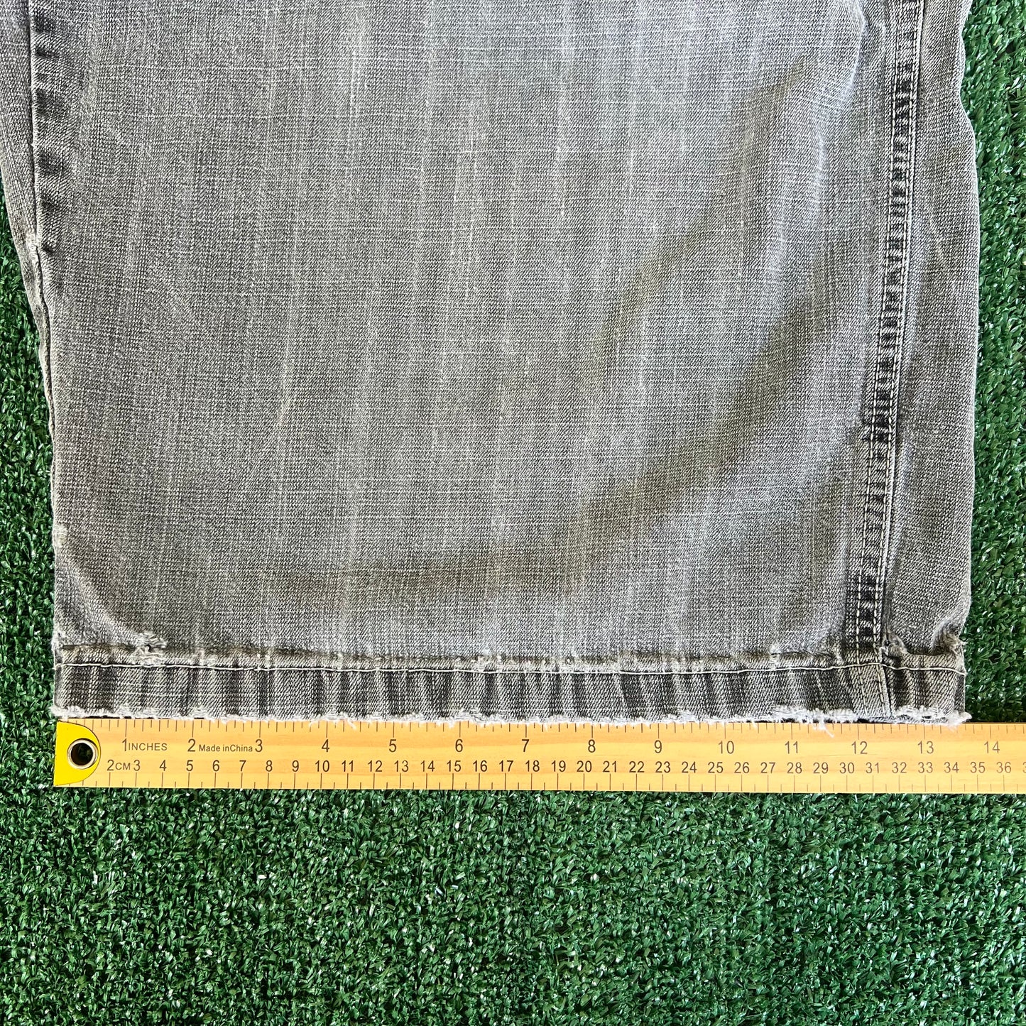 Y2K Southpole Faded Gray Baggy Distressed Jean Shorts - 40x13"