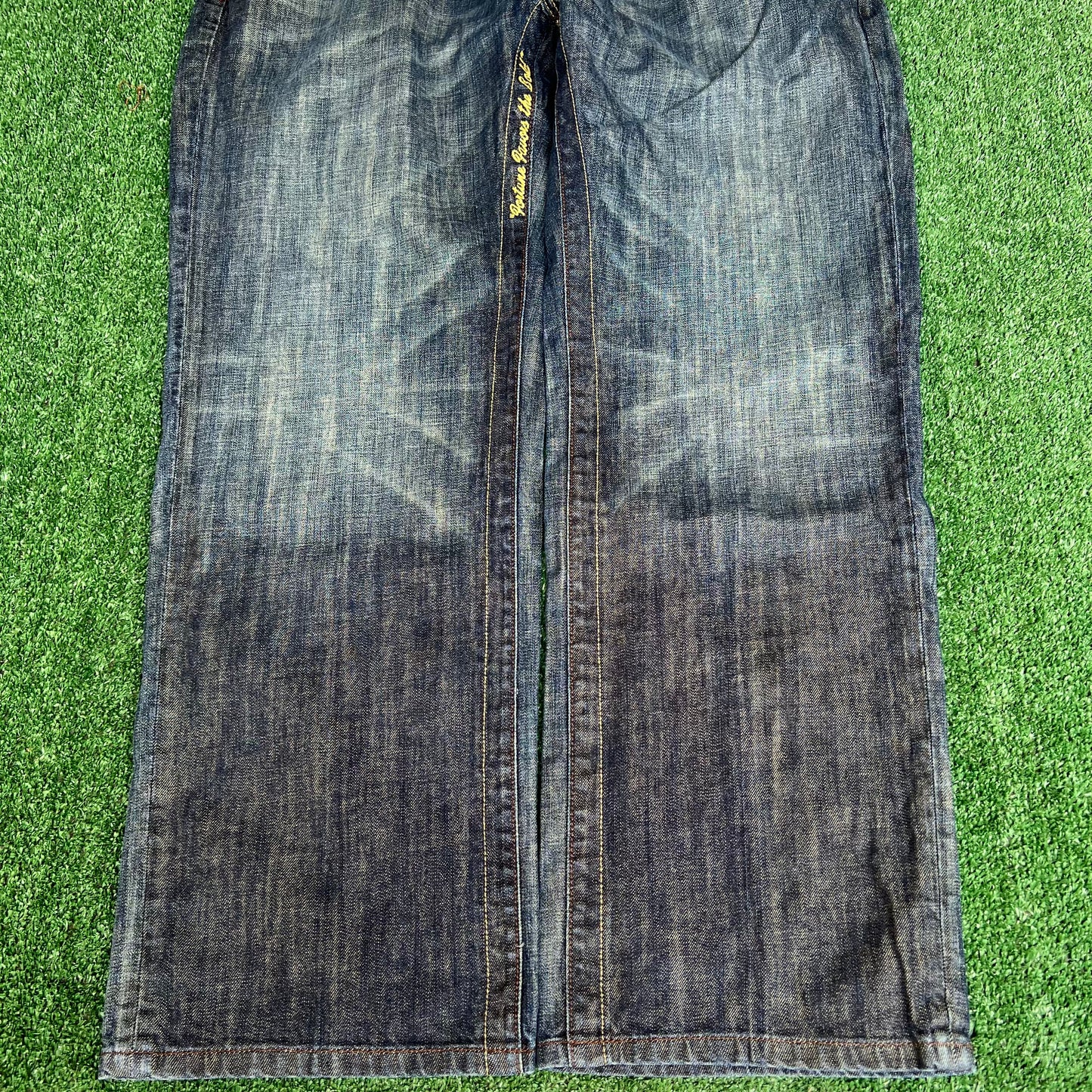 Vintage Y2K Men's Parish Wide-Leg Blue Jeans 42x32" 21" Opens Southpole Style