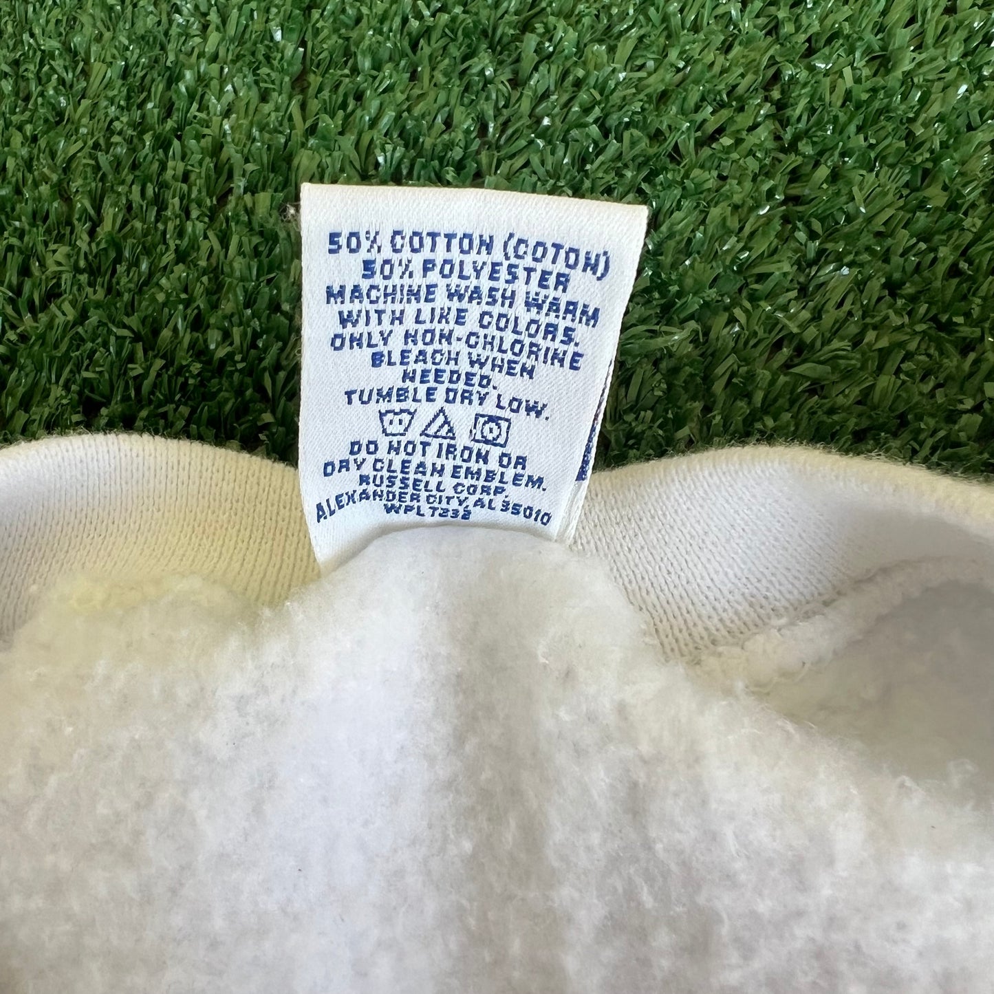 90s Russell Athletic Boxy Blank White Crewneck Sweatshirt - 2XL