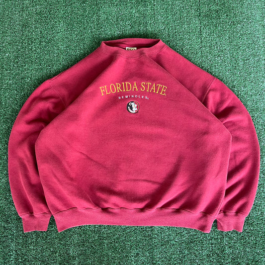 90s Red Oak Florida State Seminoles FSU Garnet Embroidered Boxy Sweatshirt - XL