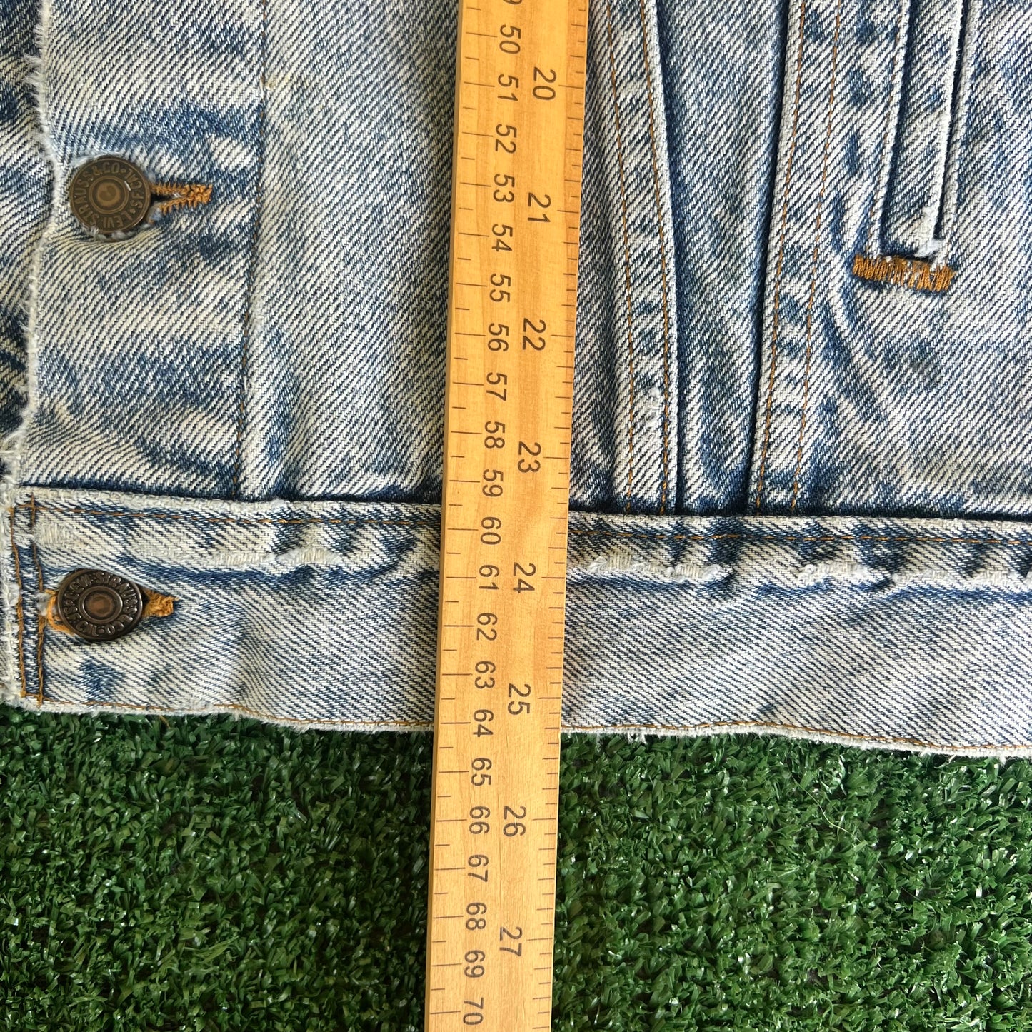 80s Levi's Type 3 Trucker USA Made Acid Wash Blue Jean Jacket - Large