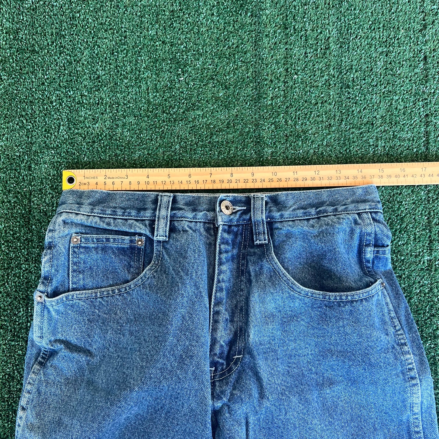 90s SouthPole Baggy Straight Skate Carpenter Embroidered Blue Jeans - 29x28.5"