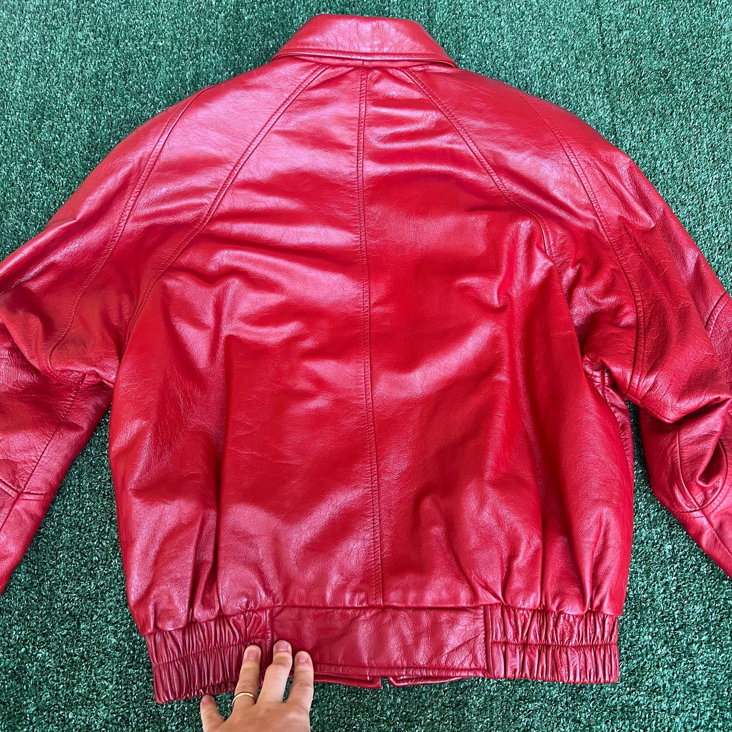 Vintage 80s Men's G-III G3 Michael Jackson Red Leather Bomber Jacket Medium