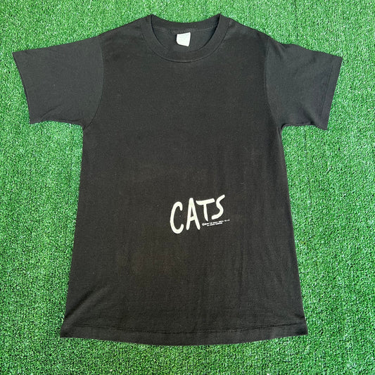 Vintage 1981 Cats Musical Eyes Promo Shirt Black Single Stitch Small 16.5x26.5"