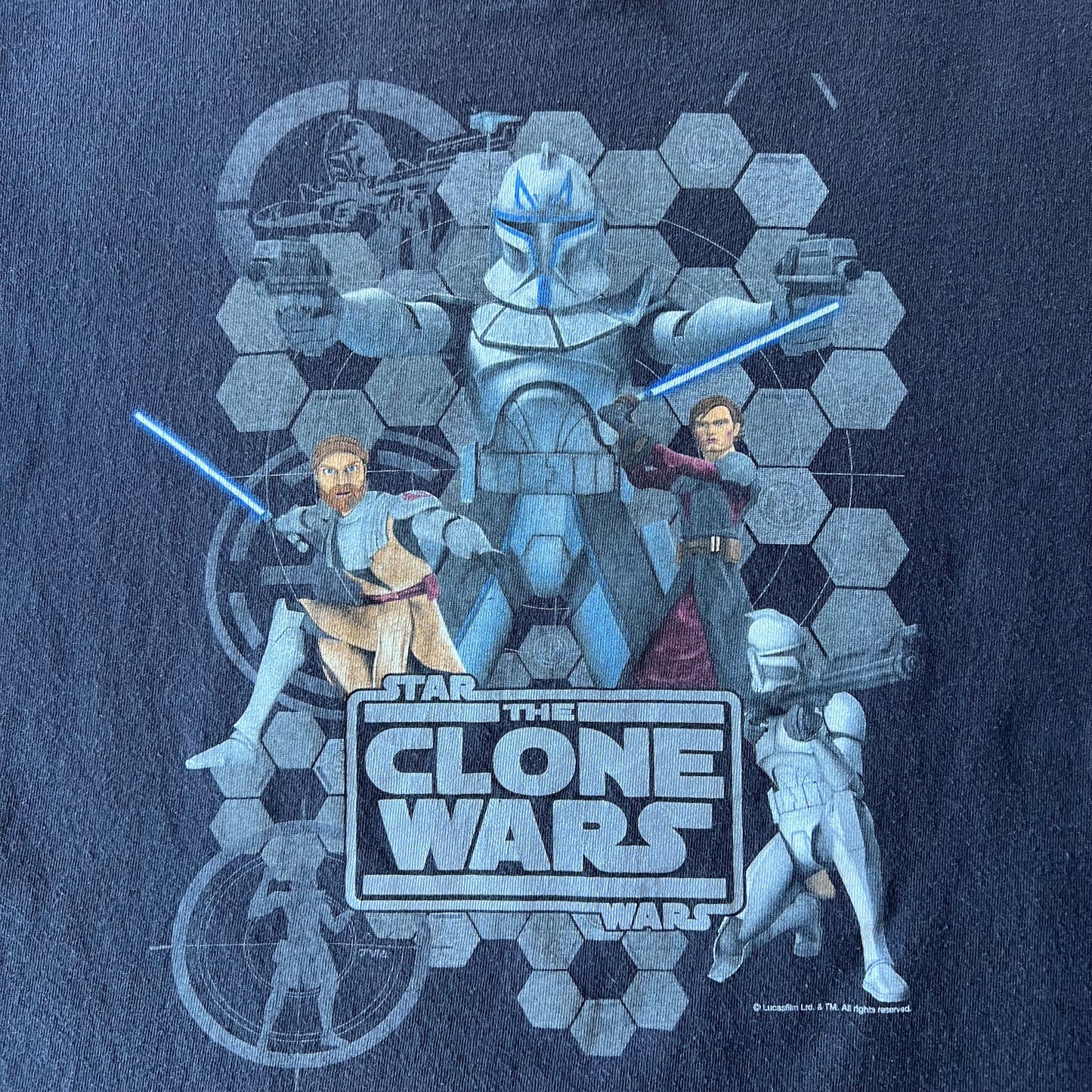 Y2K Womens Star Wars The Clone Wars TV Show Promo Faded Black Medium 19.5x23"