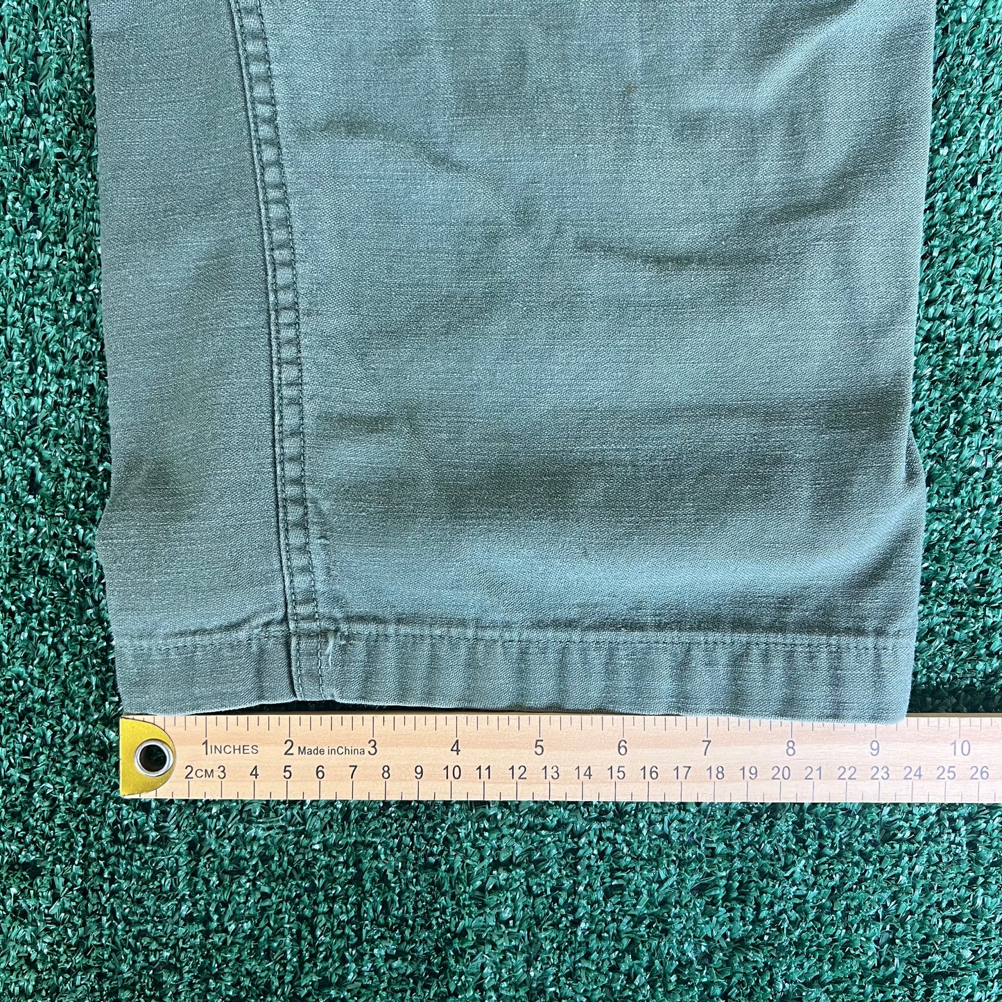 70s Vietnam War OG-107 Type 1 Zipper Fly Baggy Straight Green Pants - 33x28" 18.5" Openings