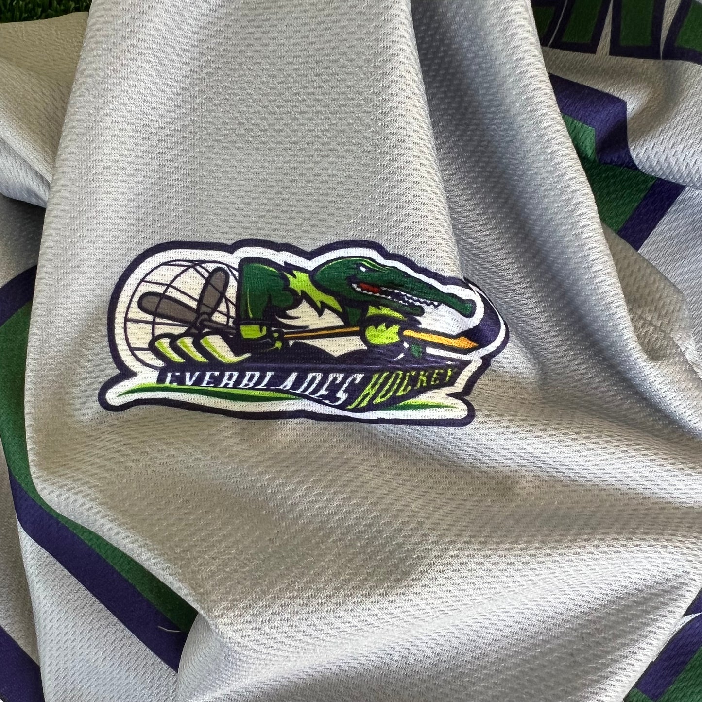 Men's Florida Everblades Skunk Apes One Night Rebrand Gray Hockey Jersey - XL