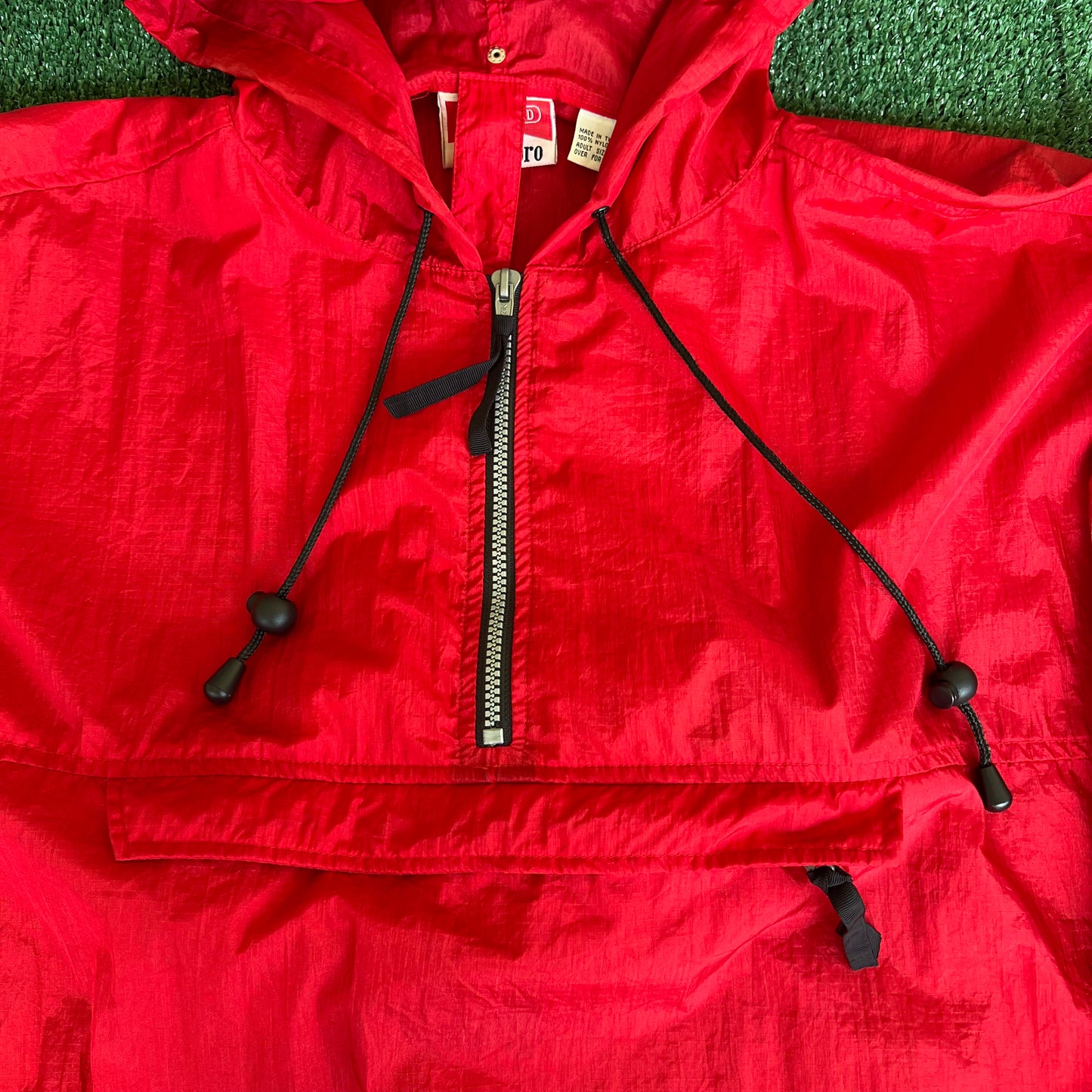 90s Marlboro Cigarettes Packable Red Hooded Windbreaker Jacket - Large