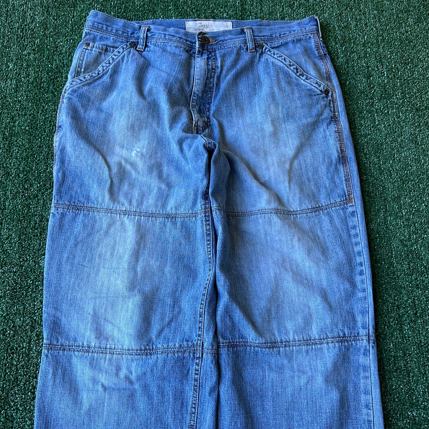 Y2K Men's Lee Dungarees Double Knee Carpenter Baggy Jeans - 36x28 20" Open Southpole Style