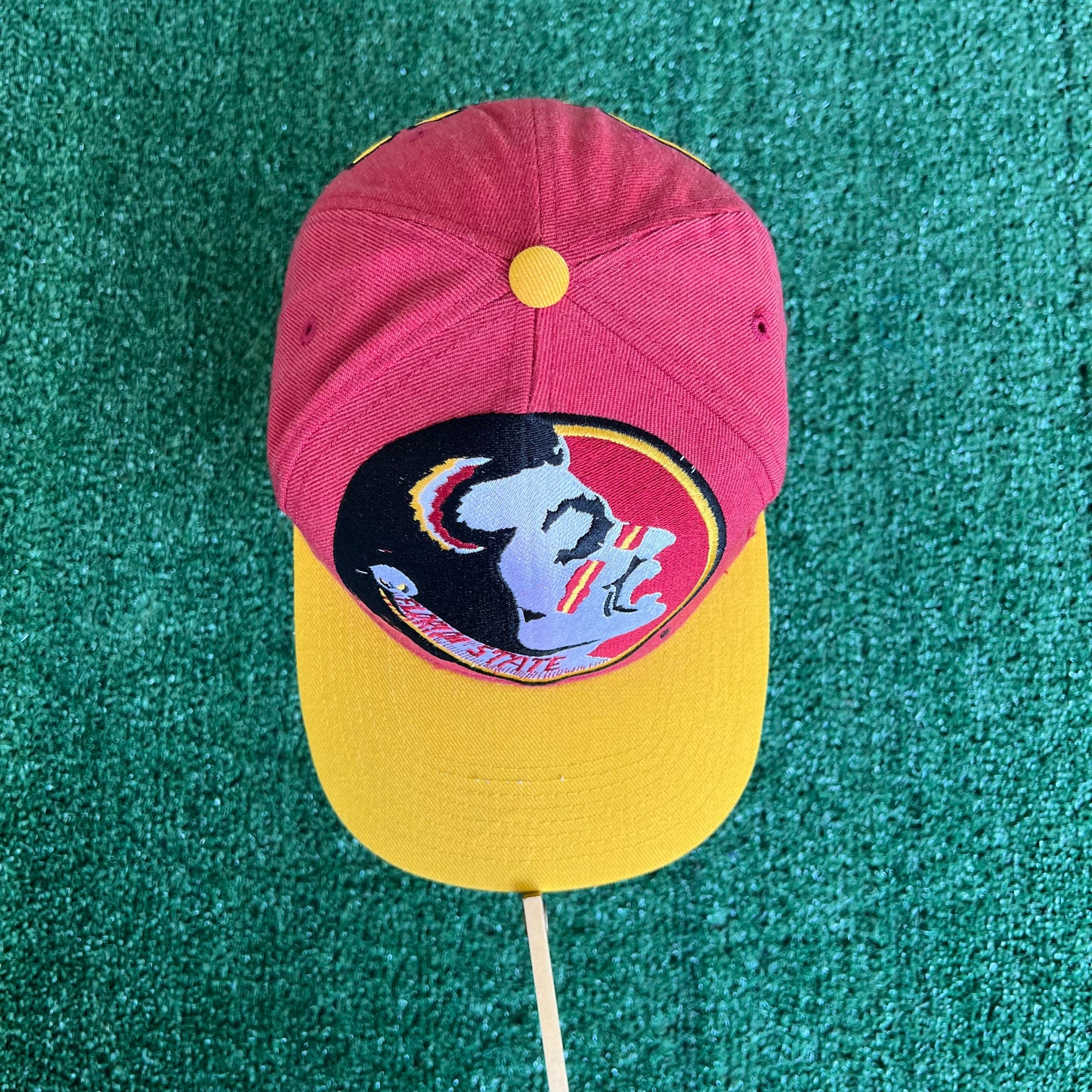 90s Apex One Big Logo Florida State Seminoles FSU Red Fitted Hat - 7 1/8