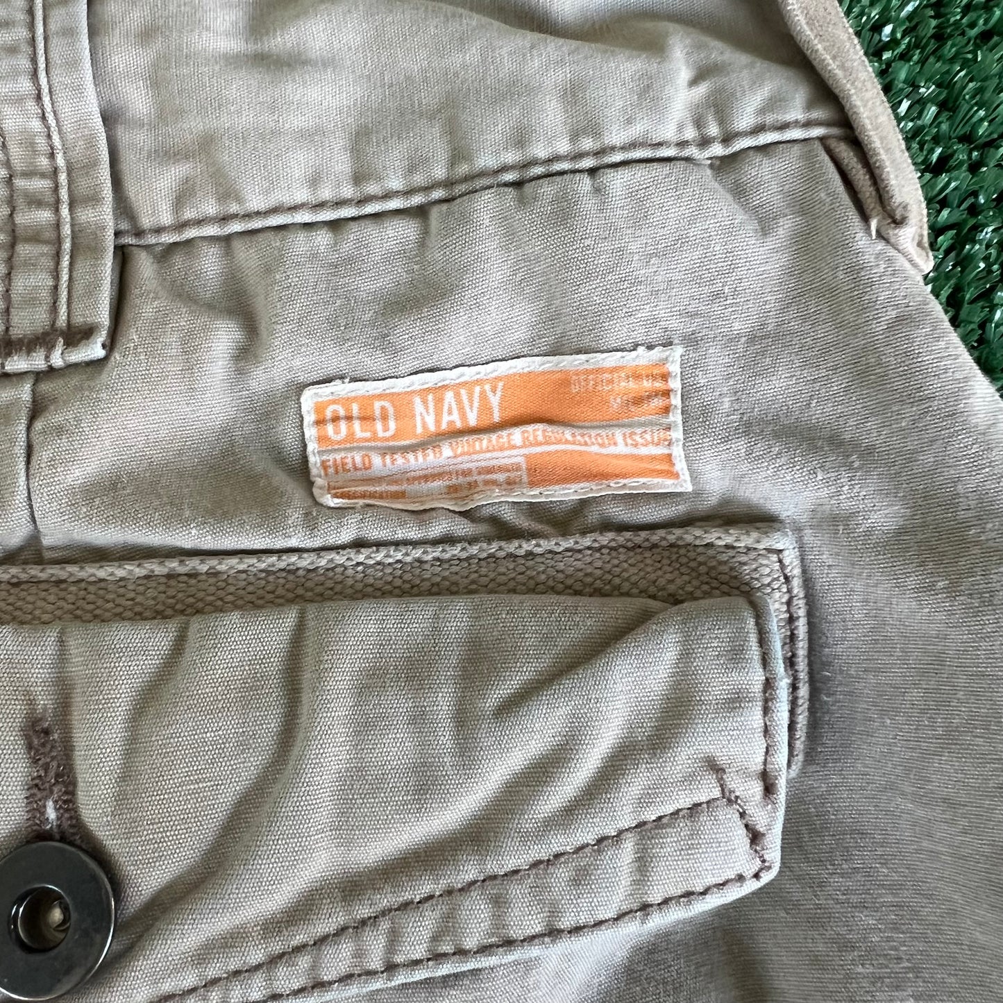 Y2K Old Navy Cargo Khaki Cargo Canvas Pants - 41x28.75" 23" Openings