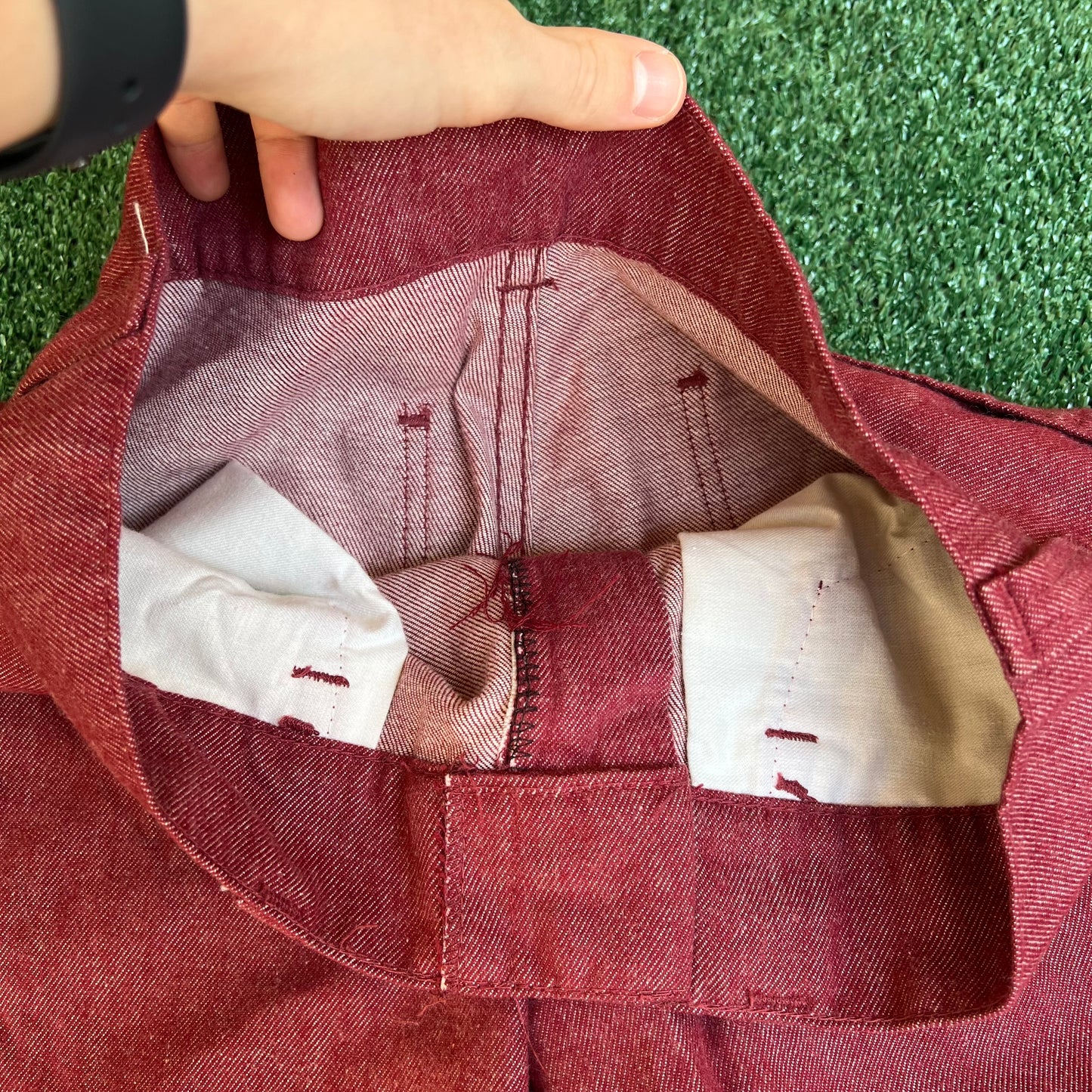 Vintage 60s 70s Levi's 684 Red Denim White Tab Scovill Big Bell Bottoms - 31x30"