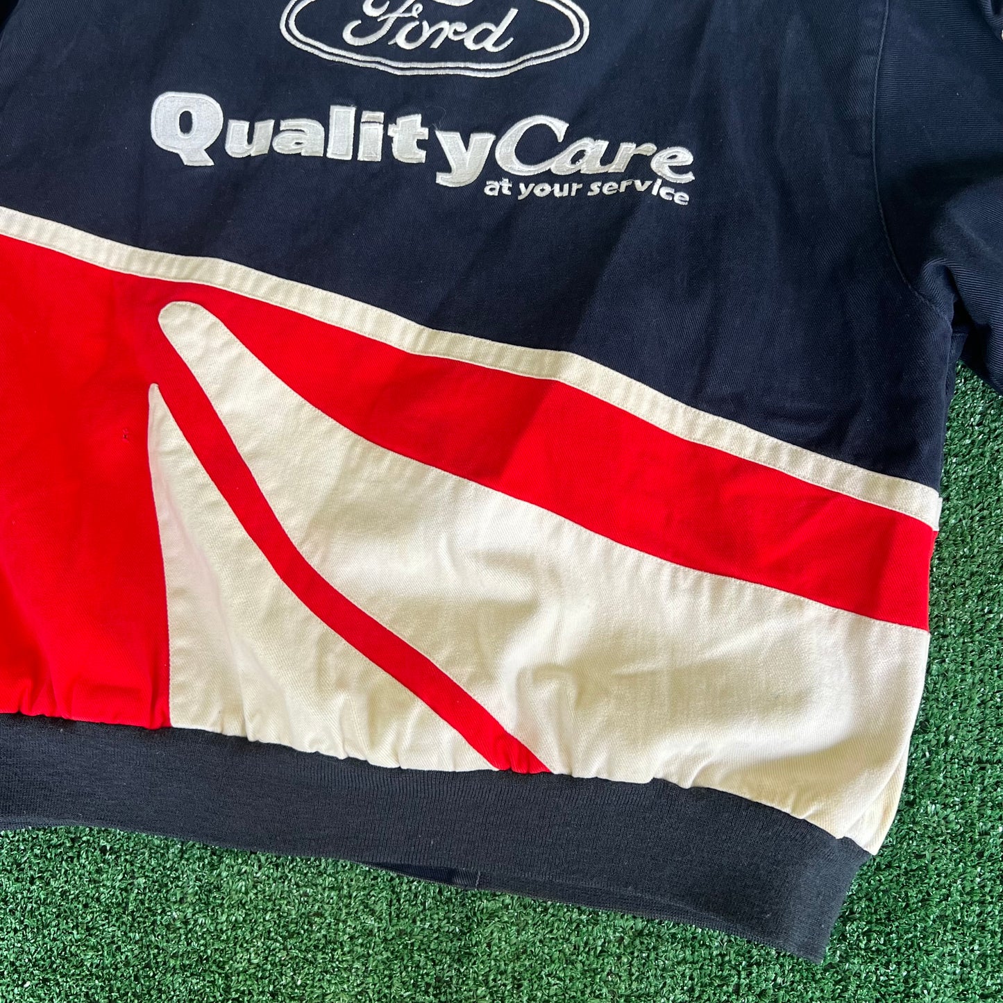 90s Jeff Hamilton Nascar Dale Jarrett Faded Stained Quality Care Jacket - XL