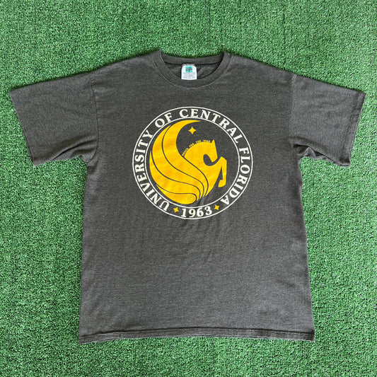 90s University of Cental Florida UCF Knights Black Gray Striped T-Shirt - XL