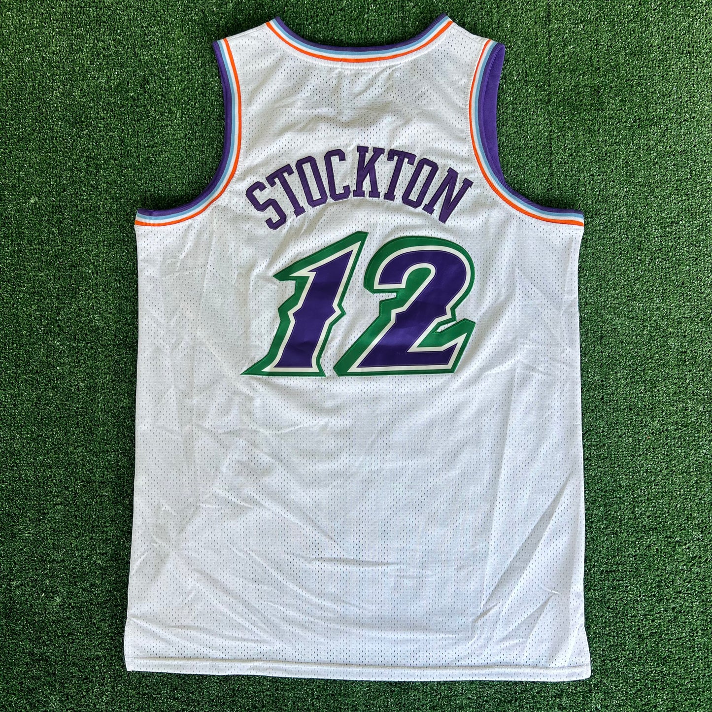 Retro 90s Mitchell & Ness NBA Utah Jazz John Stockton Bootleg White Jersey - 2XL