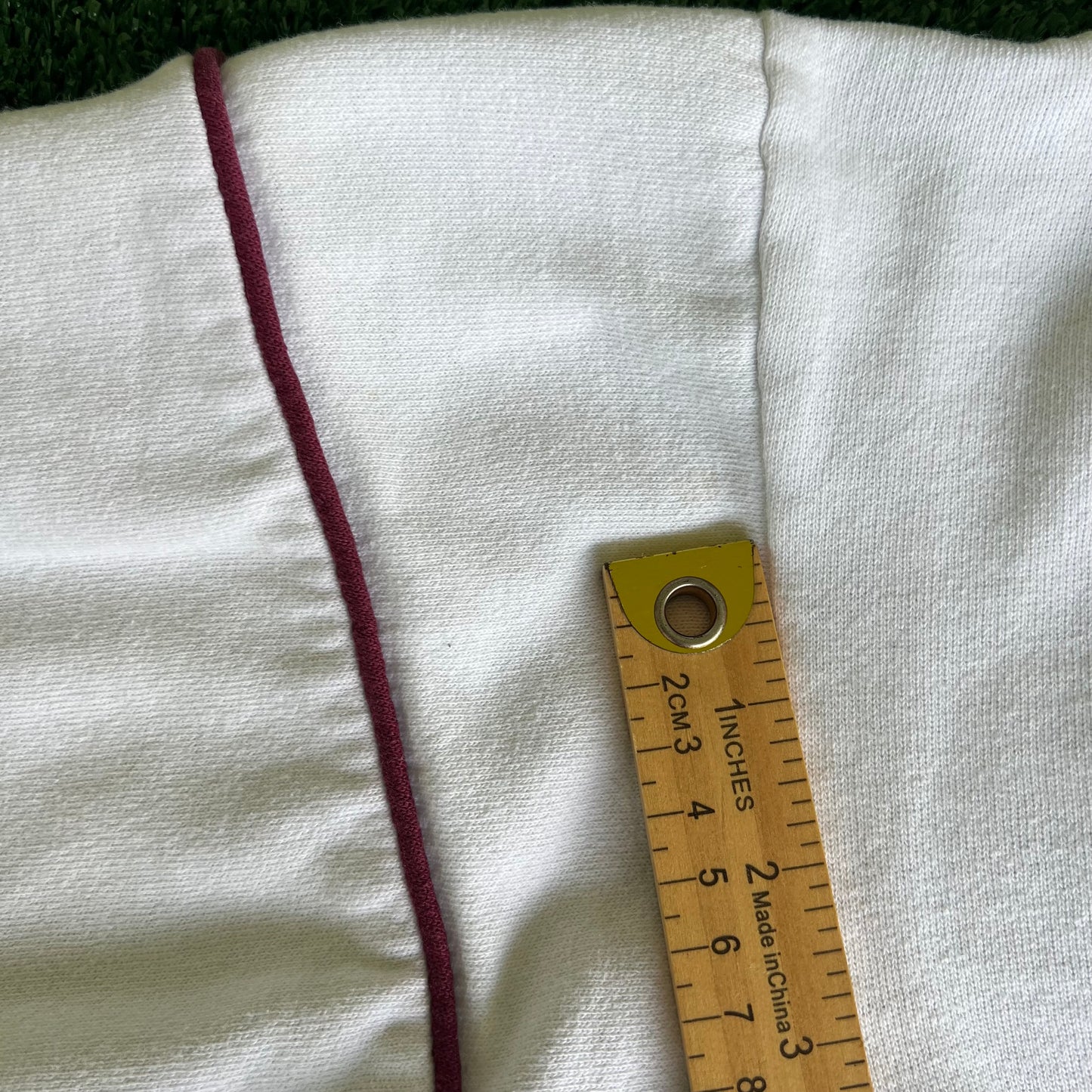 70s Southern Illinois University Salukis White Burgundy Stripe Sweatshirt - Large
