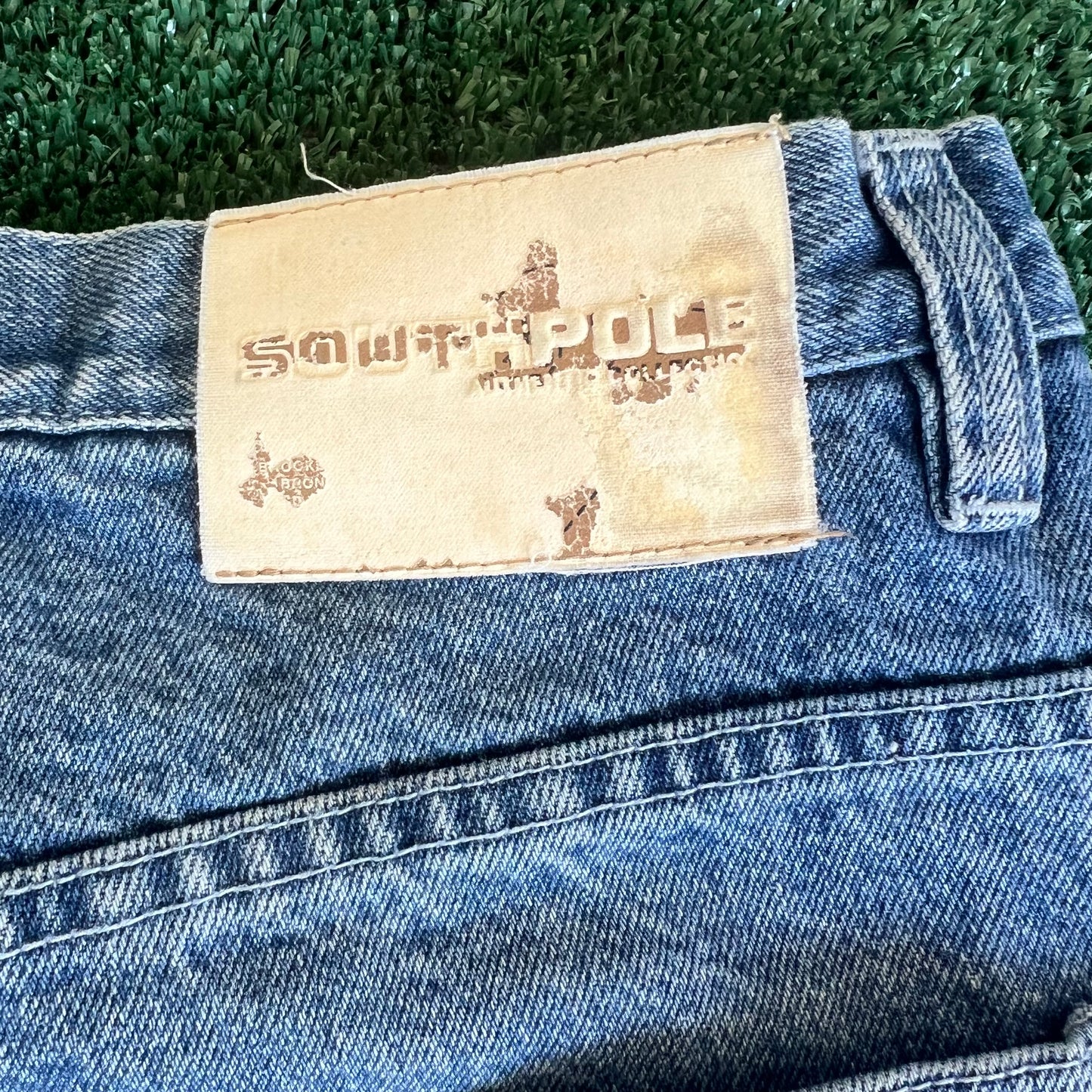 90s SouthPole Baggy Straight Skate Carpenter Embroidered Blue Jeans - 29x28.5"