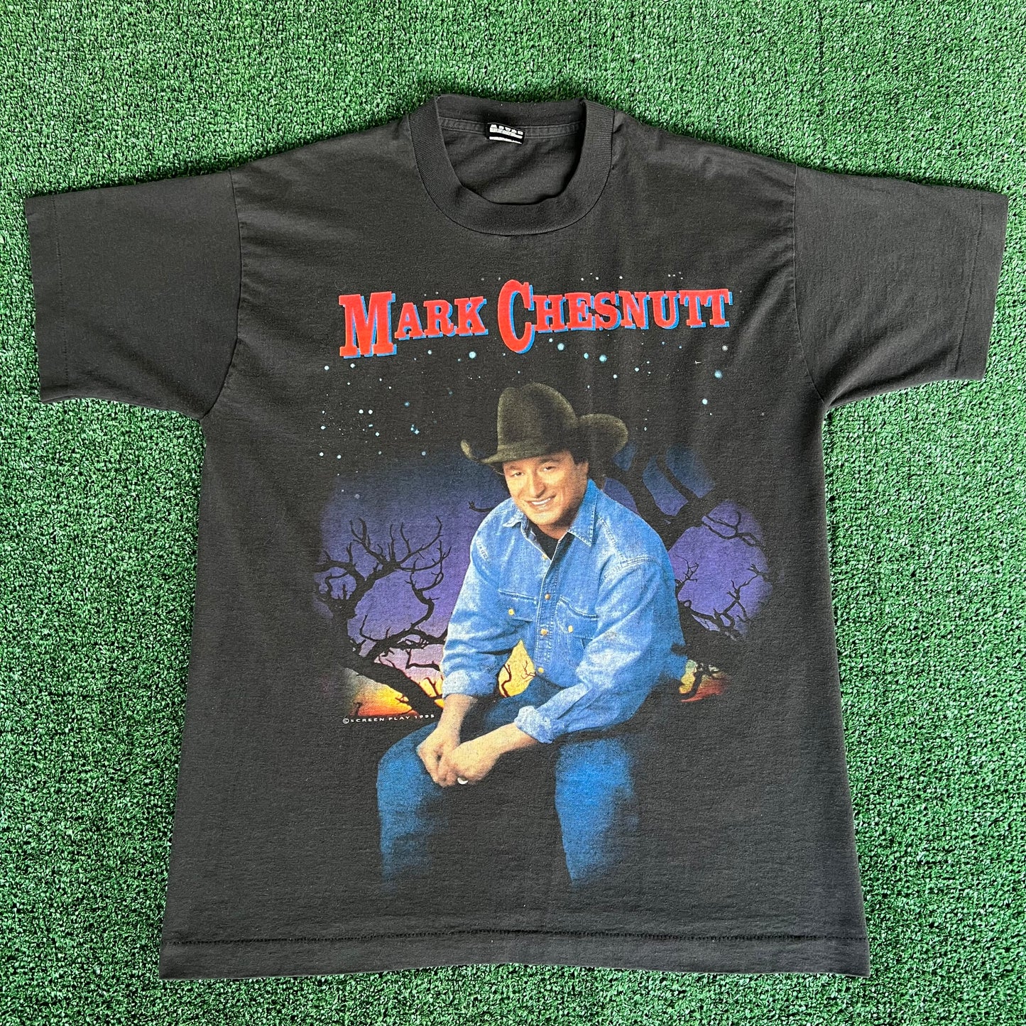 90s Mark Chesnutt Country Music Black T-Shirt - Large