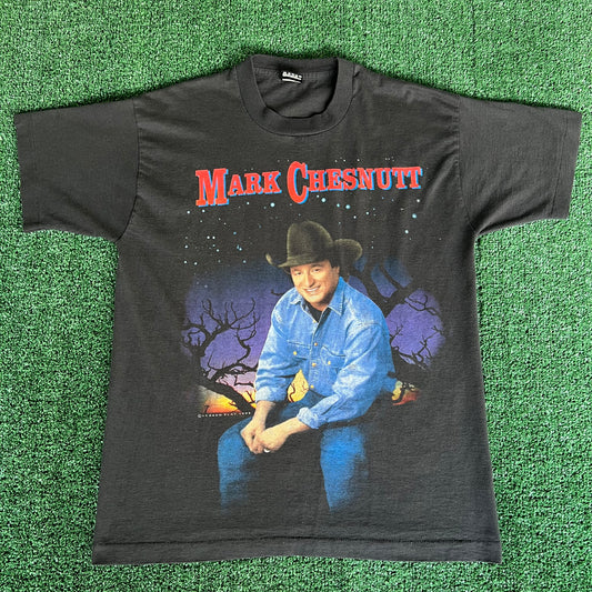 90s Mark Chesnutt Country Music Black T-Shirt - Large