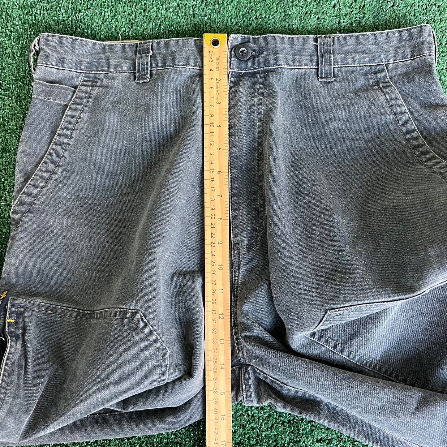 Y2K Wearfirst Gray Baggy Double Knee Canvas Pants - 35x31" 20" Openings