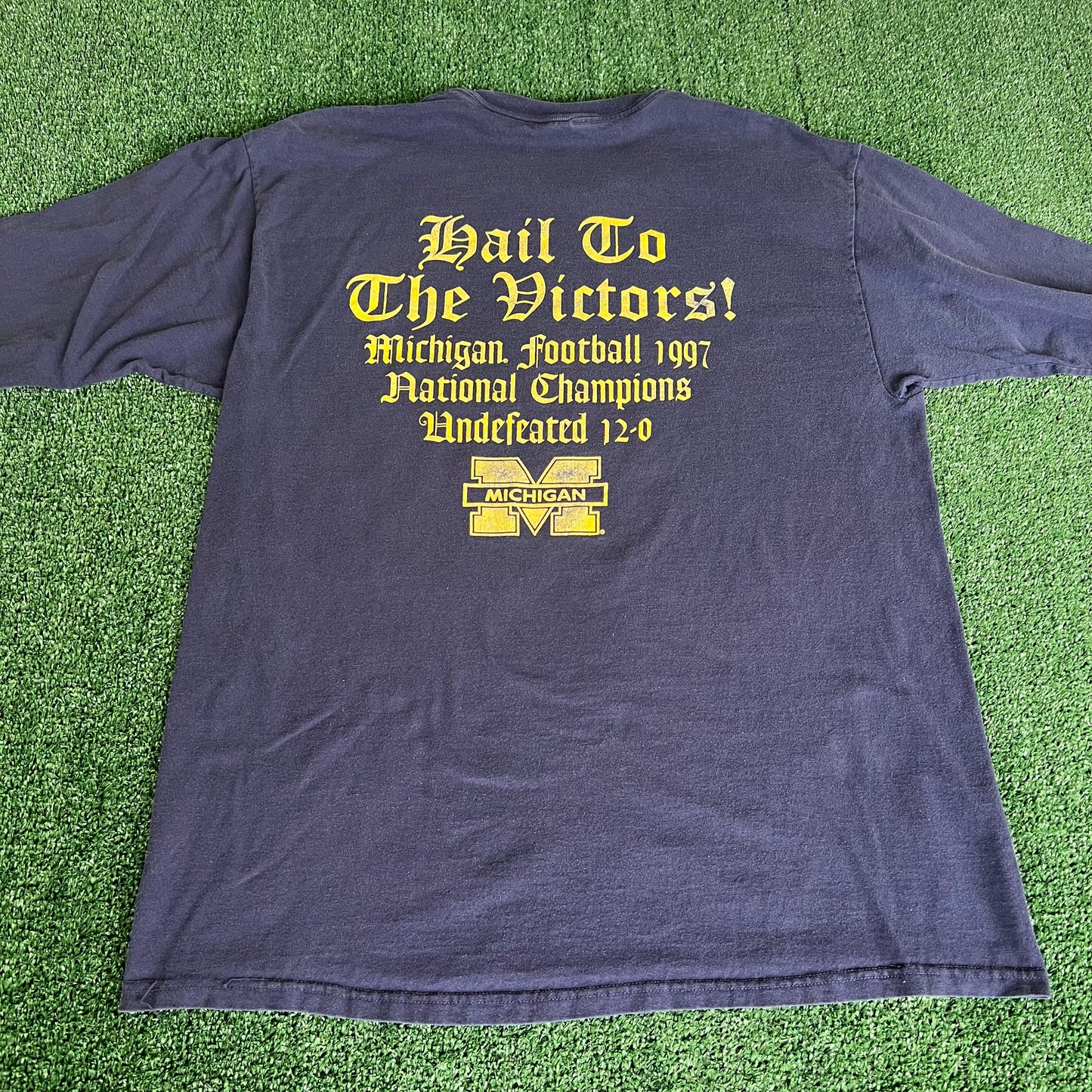 1997 Michigan Wolverines UM Football Champions Navy Blue Long Sleeve T-Shirt - XL