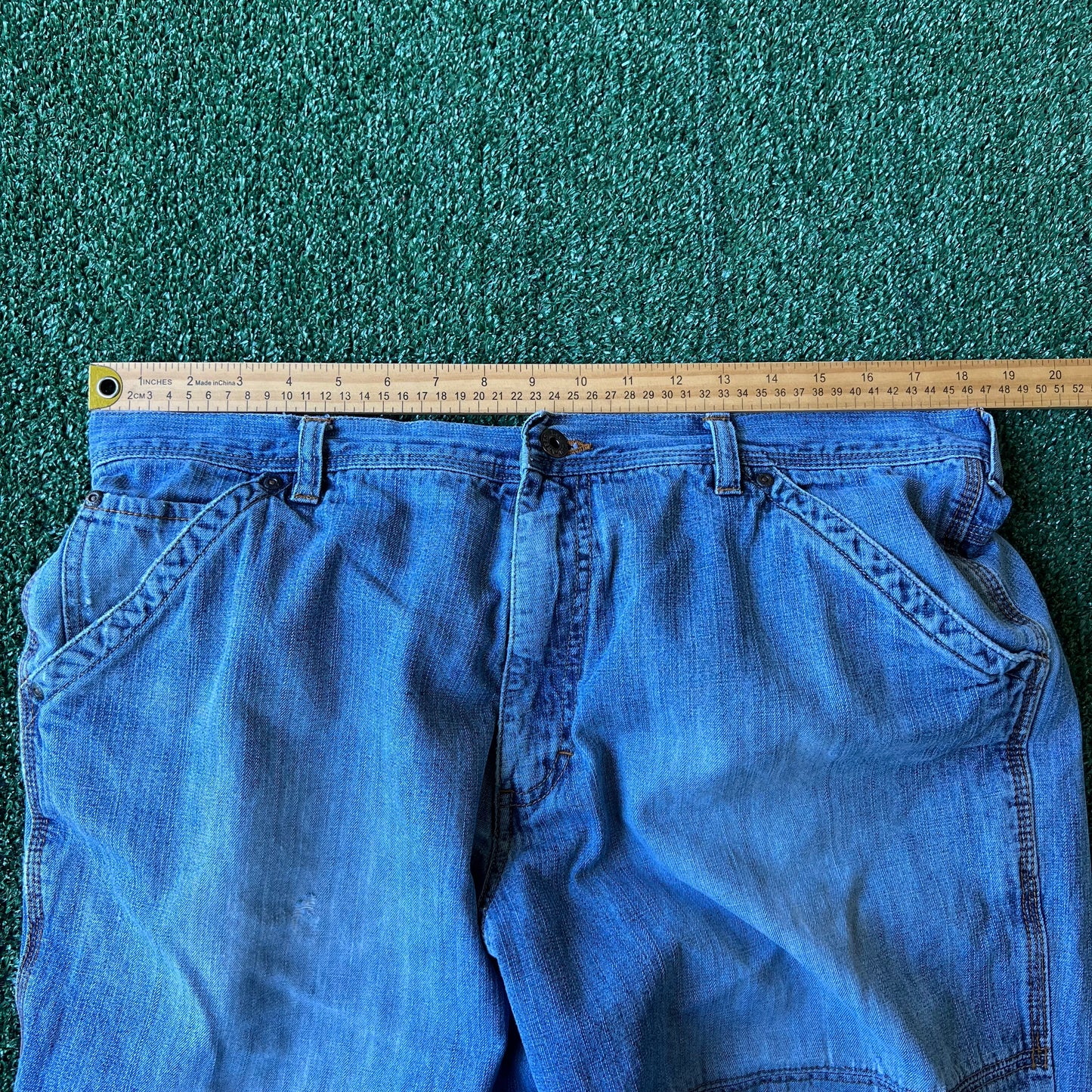 Y2K Men's Lee Dungarees Double Knee Carpenter Baggy Jeans - 36x28 20" Open Southpole Style