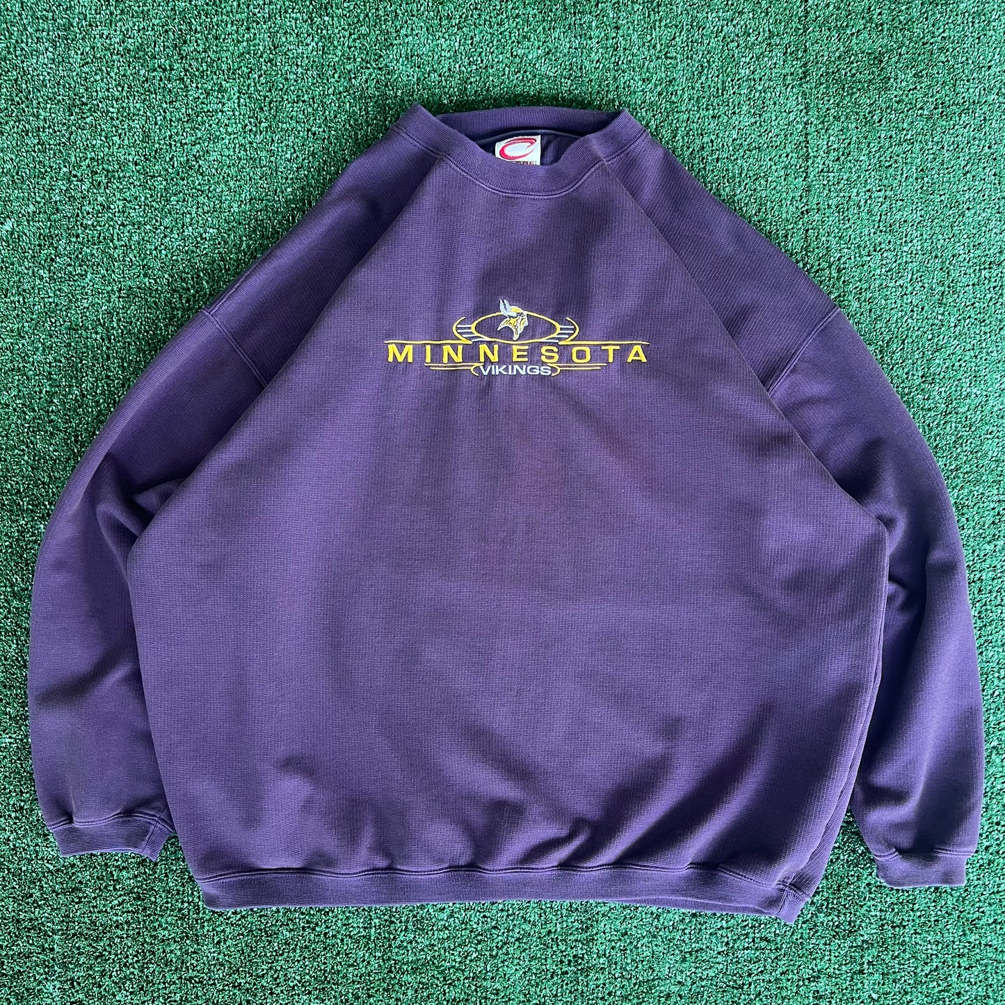 Y2K Cadre Athletic NFL Minnesota Vikings Waffle Knit Thin Sweatshirt - XL