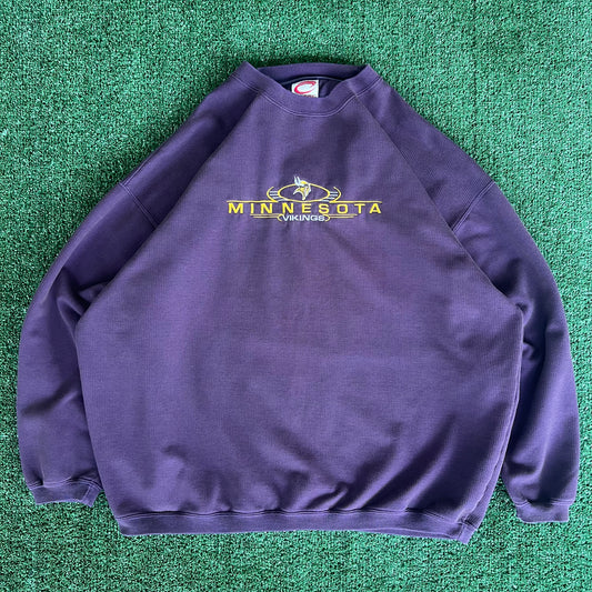 Y2K Cadre Athletic NFL Minnesota Vikings Waffle Knit Thin Sweatshirt - XL