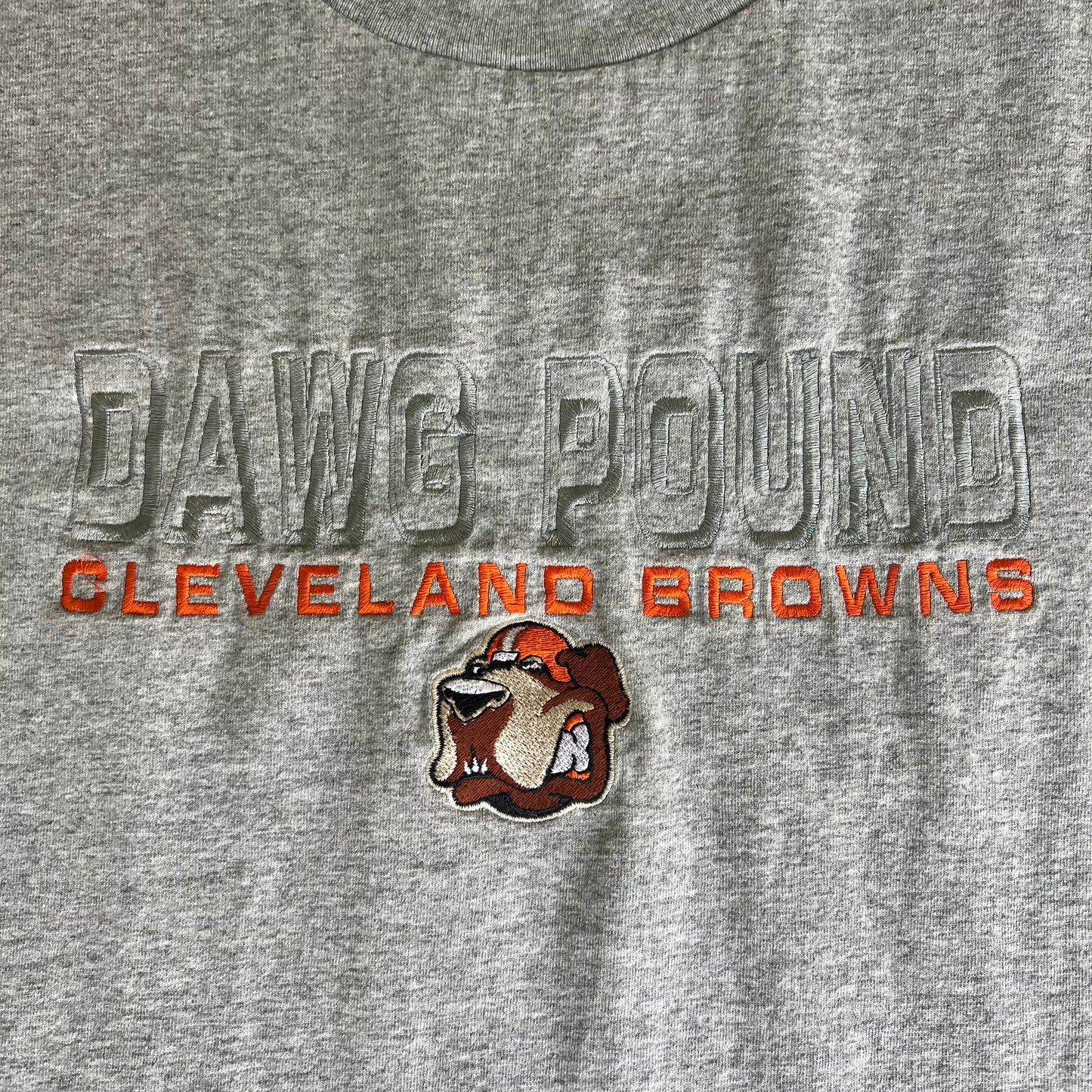 90s Lee Sport NFL Cleveland Browns Dawg Poung Embroidered Gray T-Shirt - Large