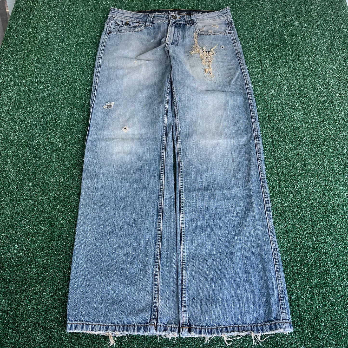 Y2K Surplus Eagle Wide-Leg Baggy Blue Jeans - 34x32.5" 20" Opens
