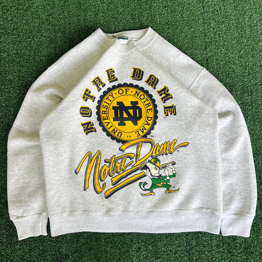 90s Notre Dame Fighting Irish Gray Sweatshirt - Medium