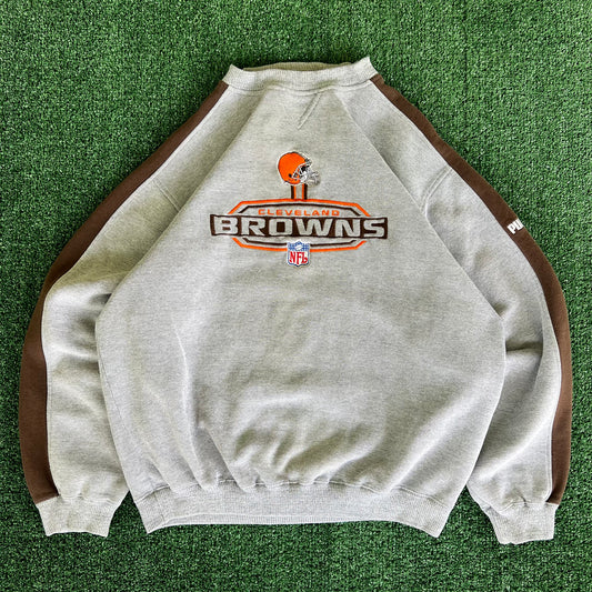 90s Puma NFL Cleveland Browns Gray Striped Sweatshirt - Large