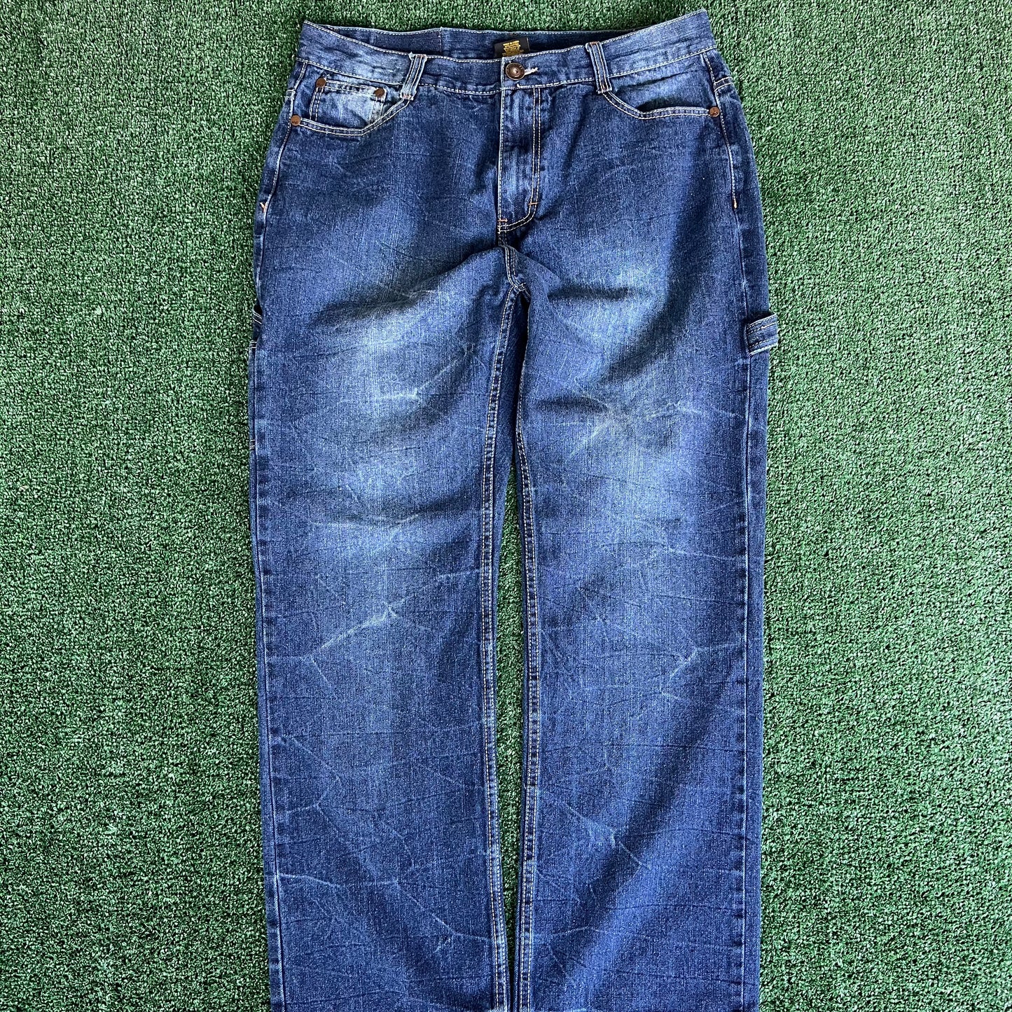Y2K Makaveli Tupac Baggy Straight Carpenter Jeans - 37x31" 18.5" Openings