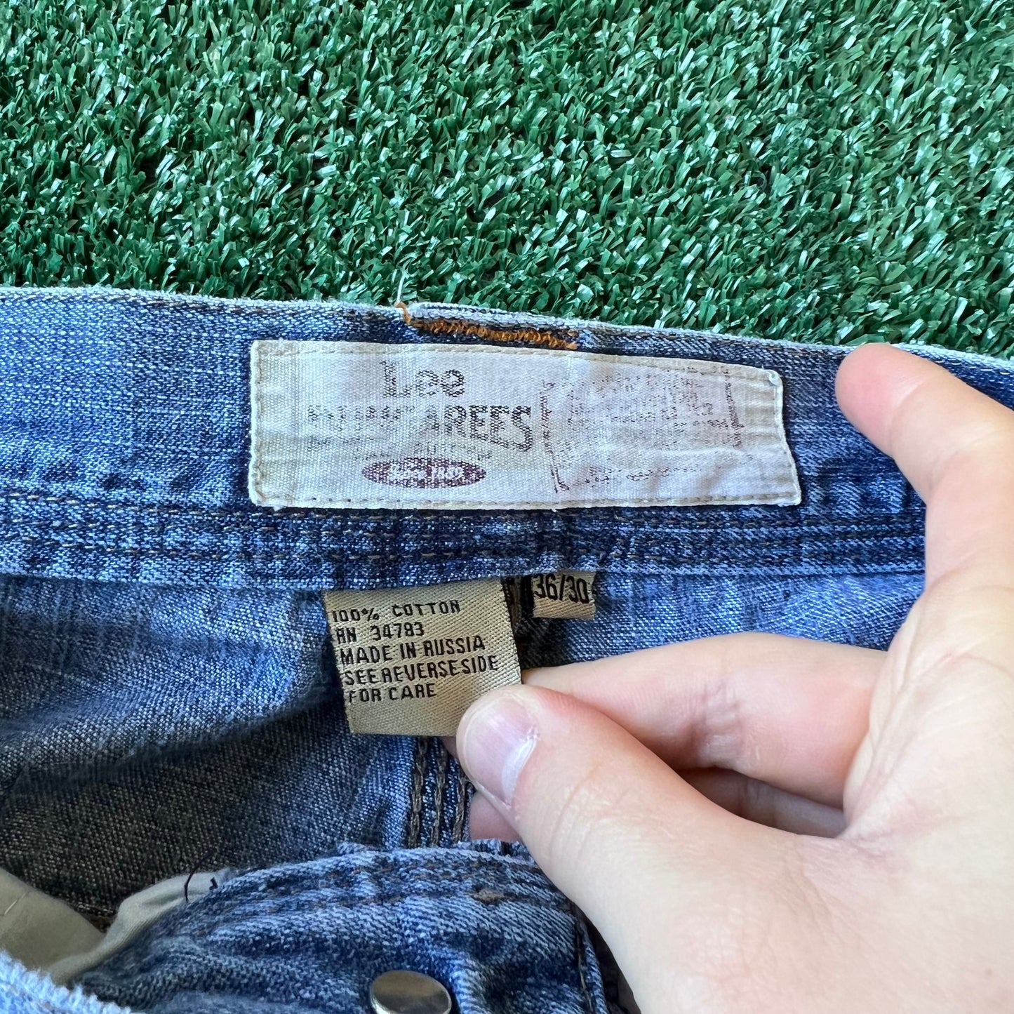 Y2K Men's Lee Dungarees Double Knee Carpenter Baggy Jeans - 36x28 20" Open Southpole Style