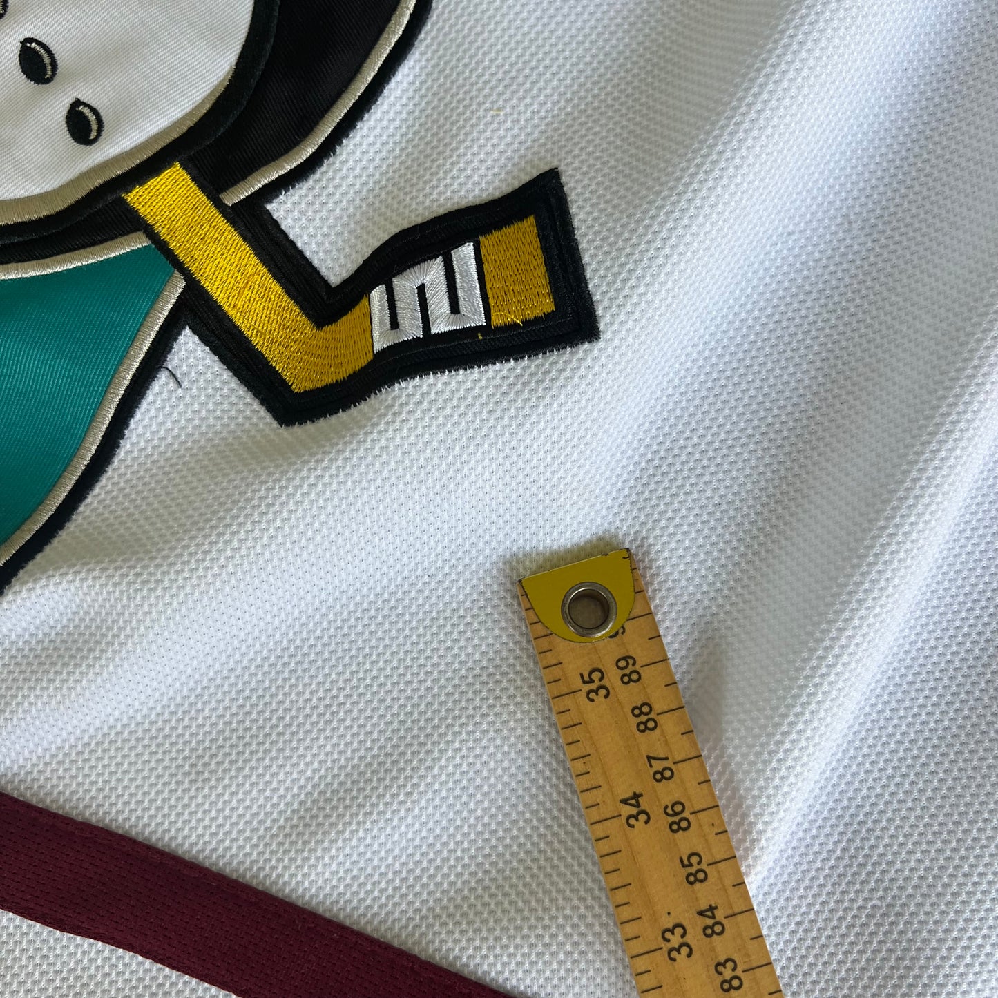 90s Mighty Ducks Movie Promo Charlie Conway Flight Strap White Hockey Jersey - XL