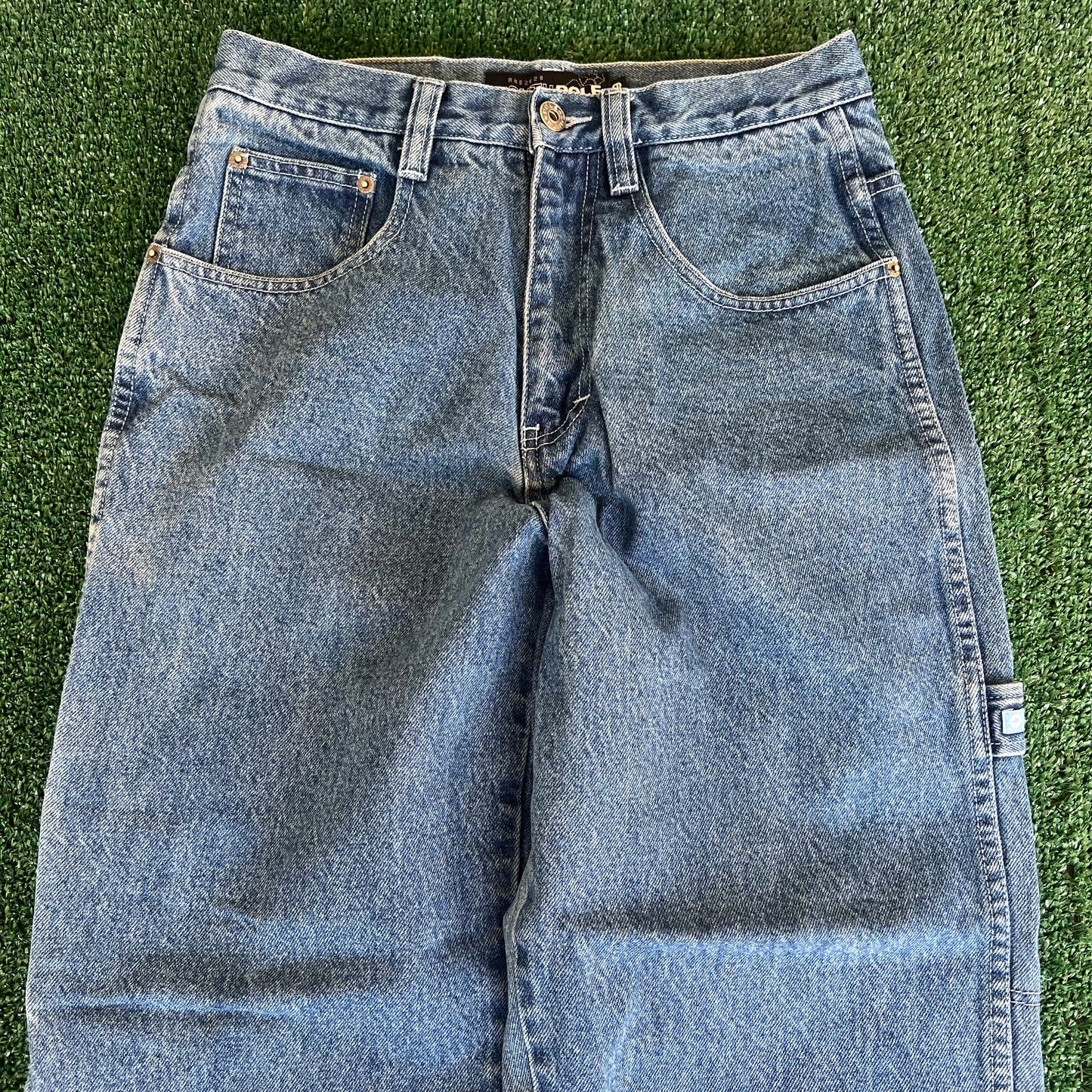 90s SouthPole Baggy Straight Skate Carpenter Embroidered Blue Jeans - 29x28.5"