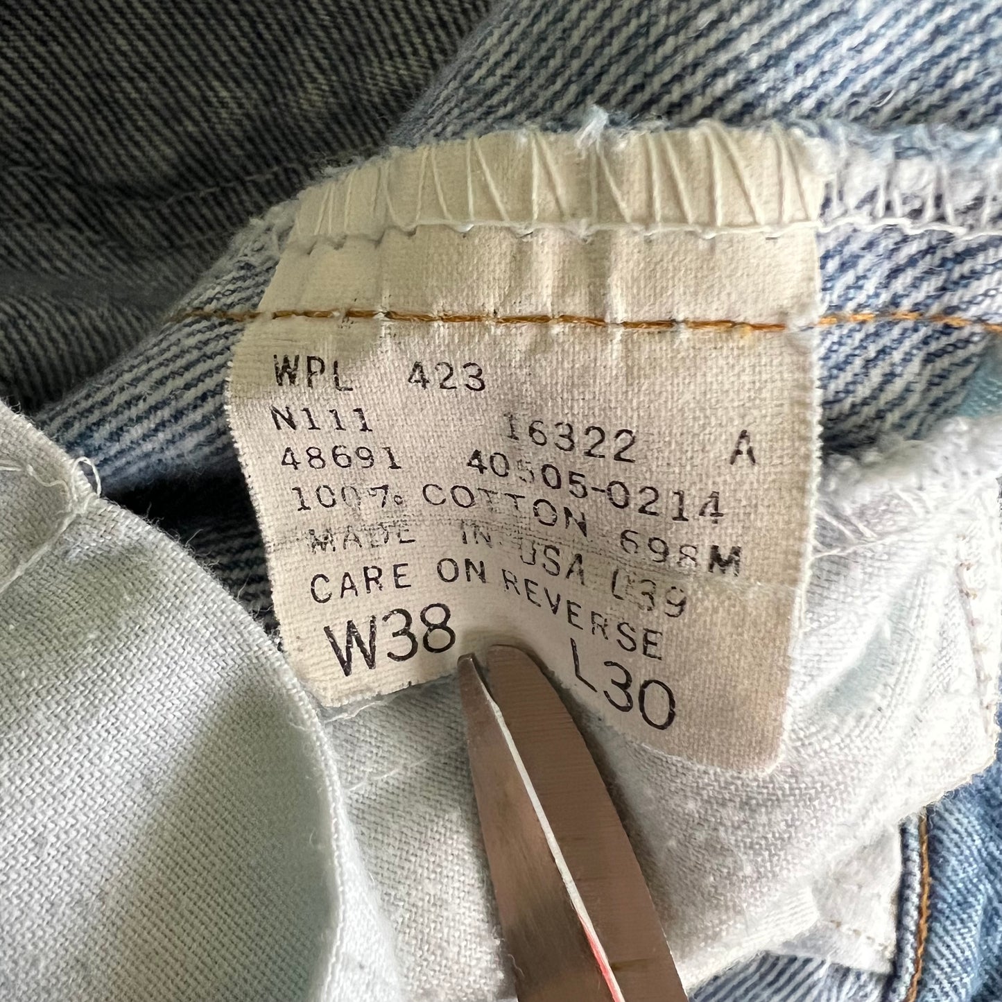 80s Levi's 505 Orange Tab Straight Leg Center Patch Blue Jeans - 36x29"