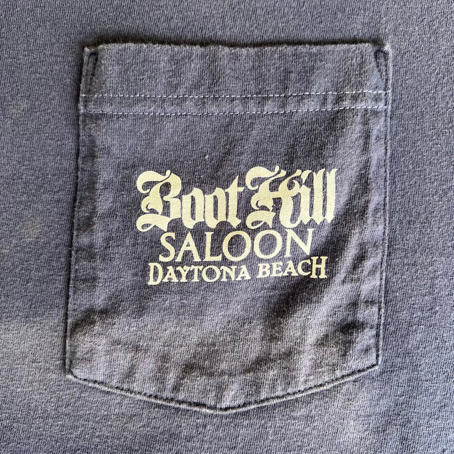 2000 Boot Hill Saloon Blue Cropped Pocket Long Sleeve Shirt - Medium