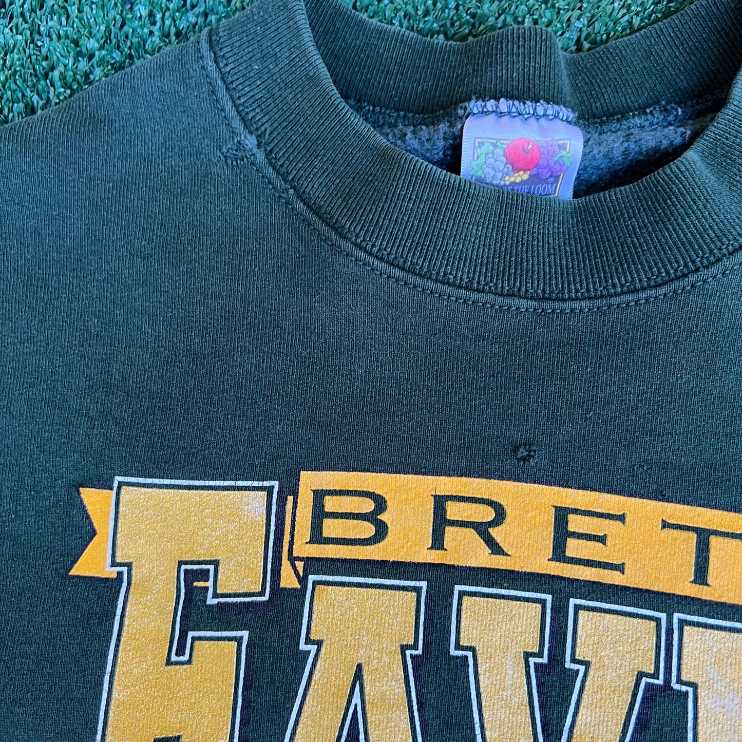VTG 90s Men's NFL Green Bay Packers Brett Farve MVP Distressed Sweatshirt - Large