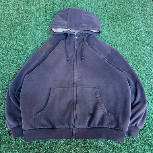 Vintage Y2K Men's Guide Series Heavyweight Fade Black Sherpa Lined Hoodie - Large