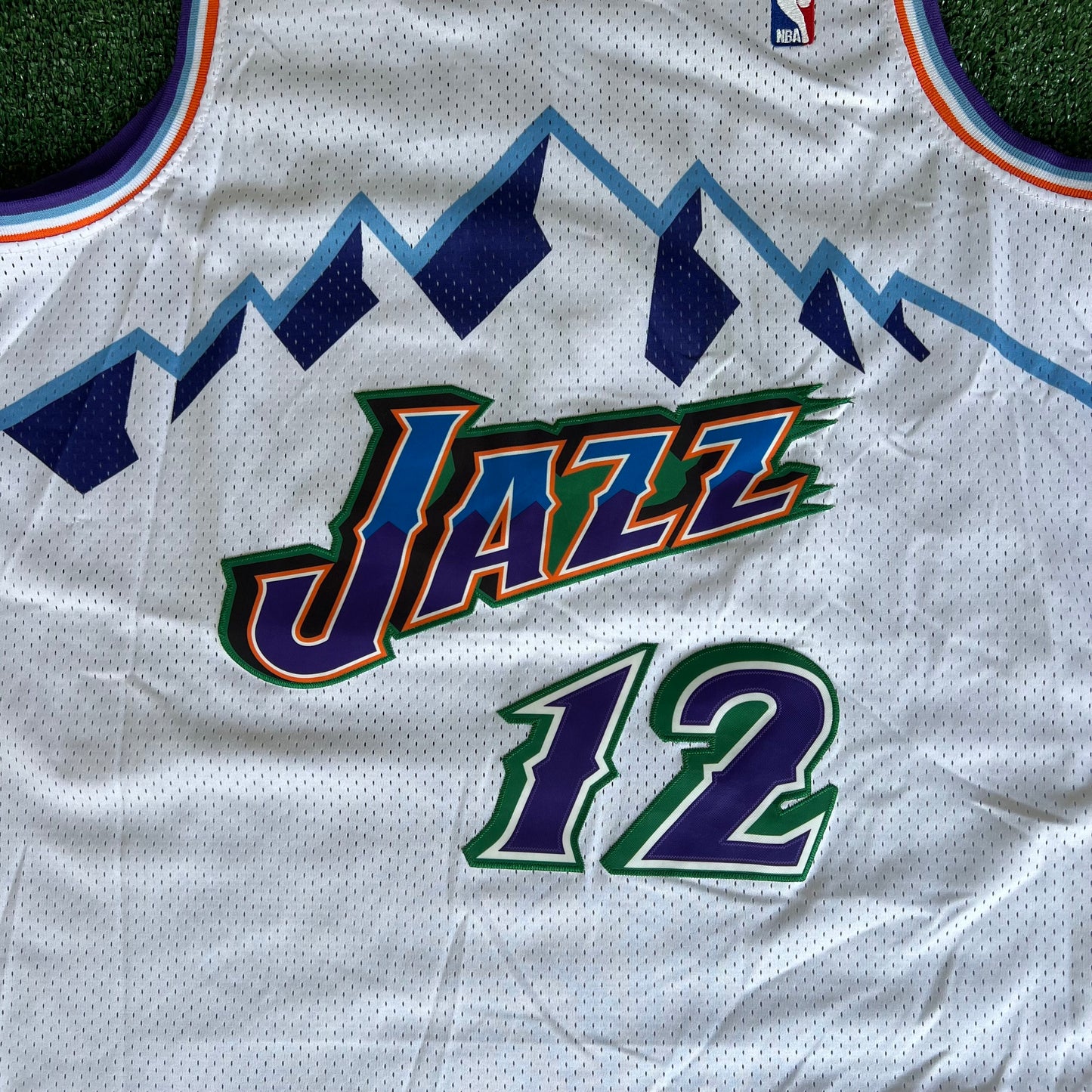 Retro 90s Mitchell & Ness NBA Utah Jazz John Stockton Bootleg White Jersey - 2XL