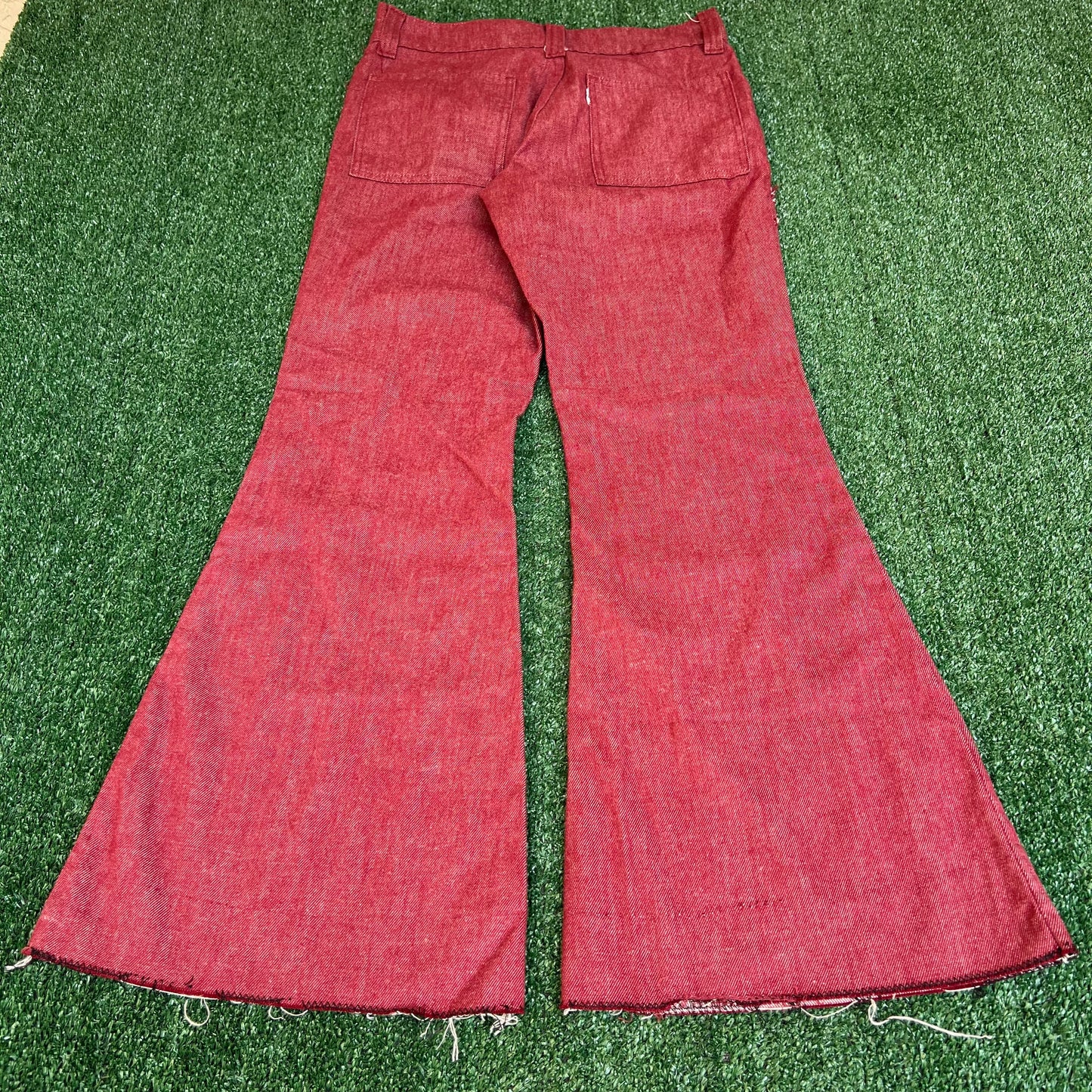 Vintage 60s 70s Levi's 684 Red Denim White Tab Scovill Big Bell Bottoms - 31x30"