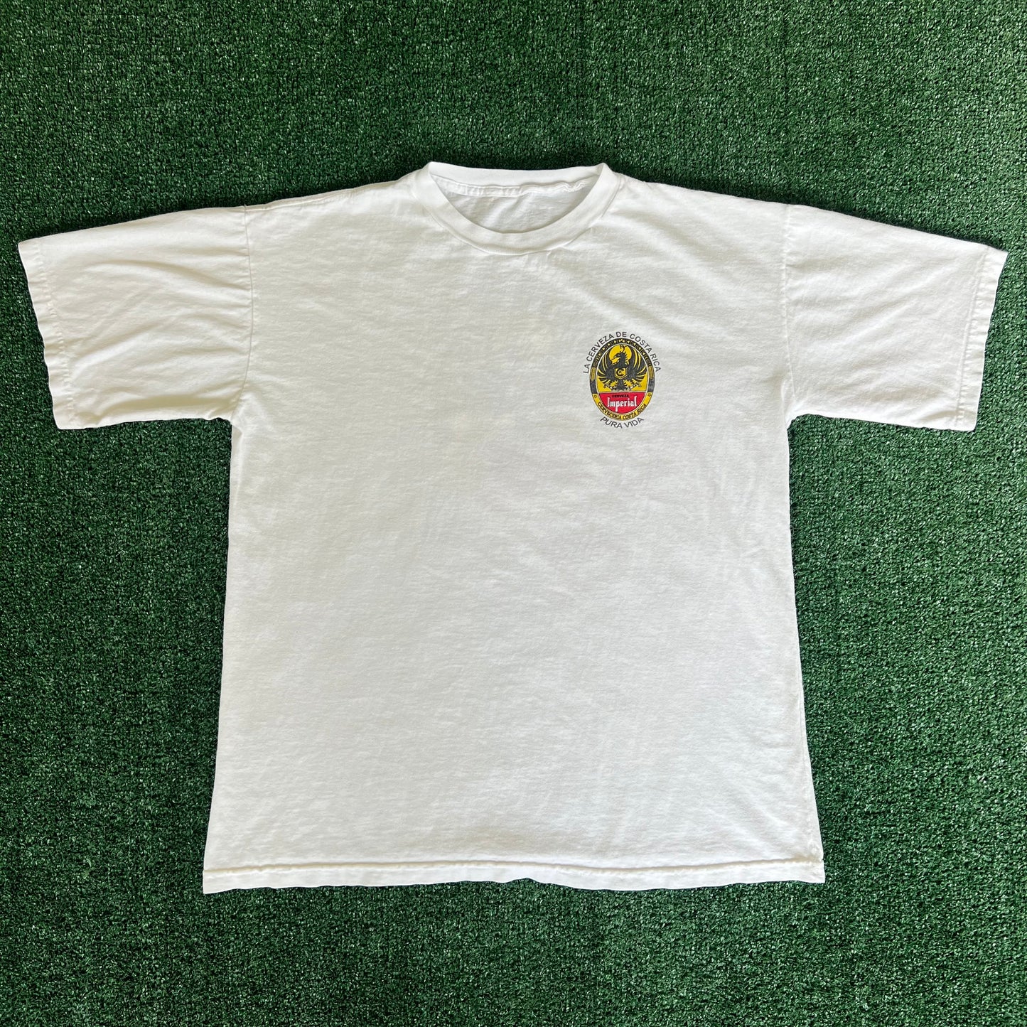 Y2K La Cervervexa De Costa Rica Pura Vida Imperial Beer White T-Shirt - Large