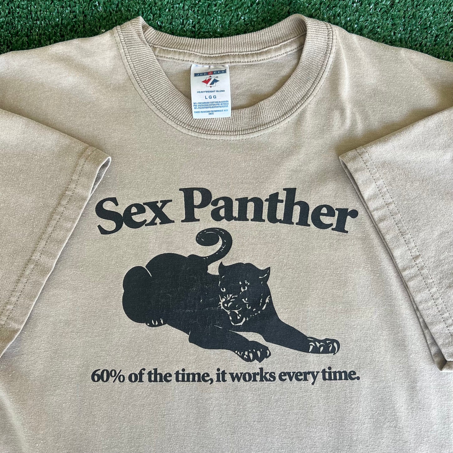 Y2K Sex Panther Cologne Anchorman Movie Promo Funny Beige T-Shirt - Large